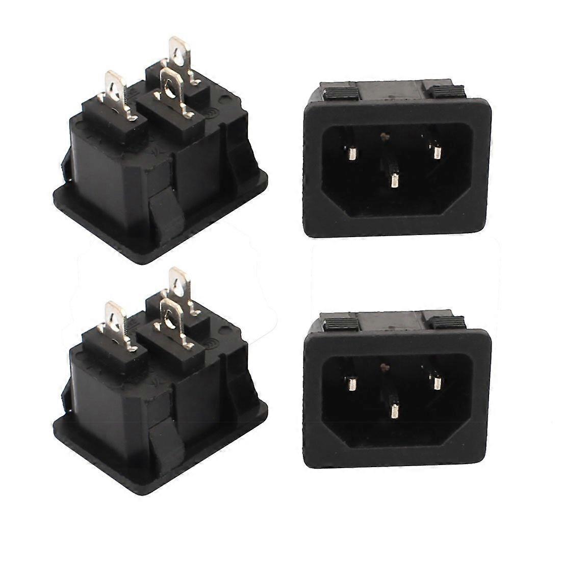 AC Baumarkt 250 V 15 A 3 Terminals Screw Mounting Inlet Socket Electrical Installation Socket Connection Pack of 4