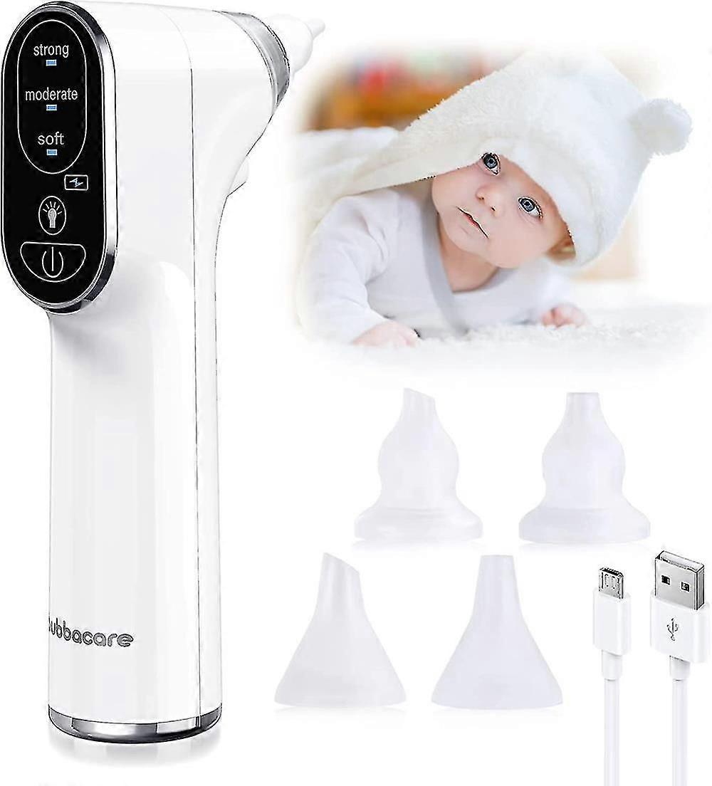 Baby Nasal Aspirator, Baby Electric Nasal Aspirator With Led Light, 4 Reusable Silicone Snot Aspirator Nozzles & 3 Suction Levels