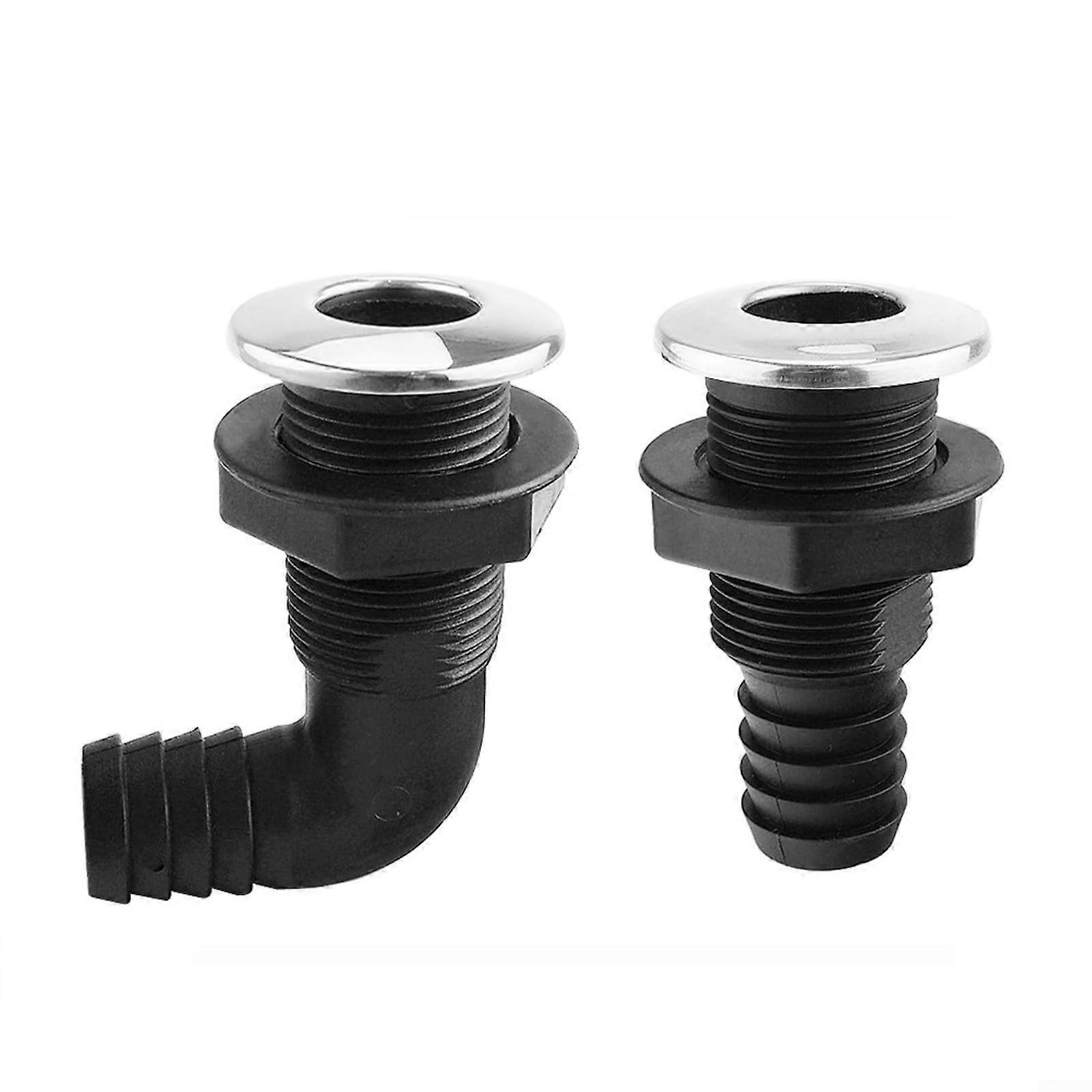 Marine Boat Bilge Pump Drain Outlet, Boat Deck Drain, 20Mm/25mm Black Nylon Thru Hull Elbow Pipe Hose Fitting For Above Waterline Use(A)