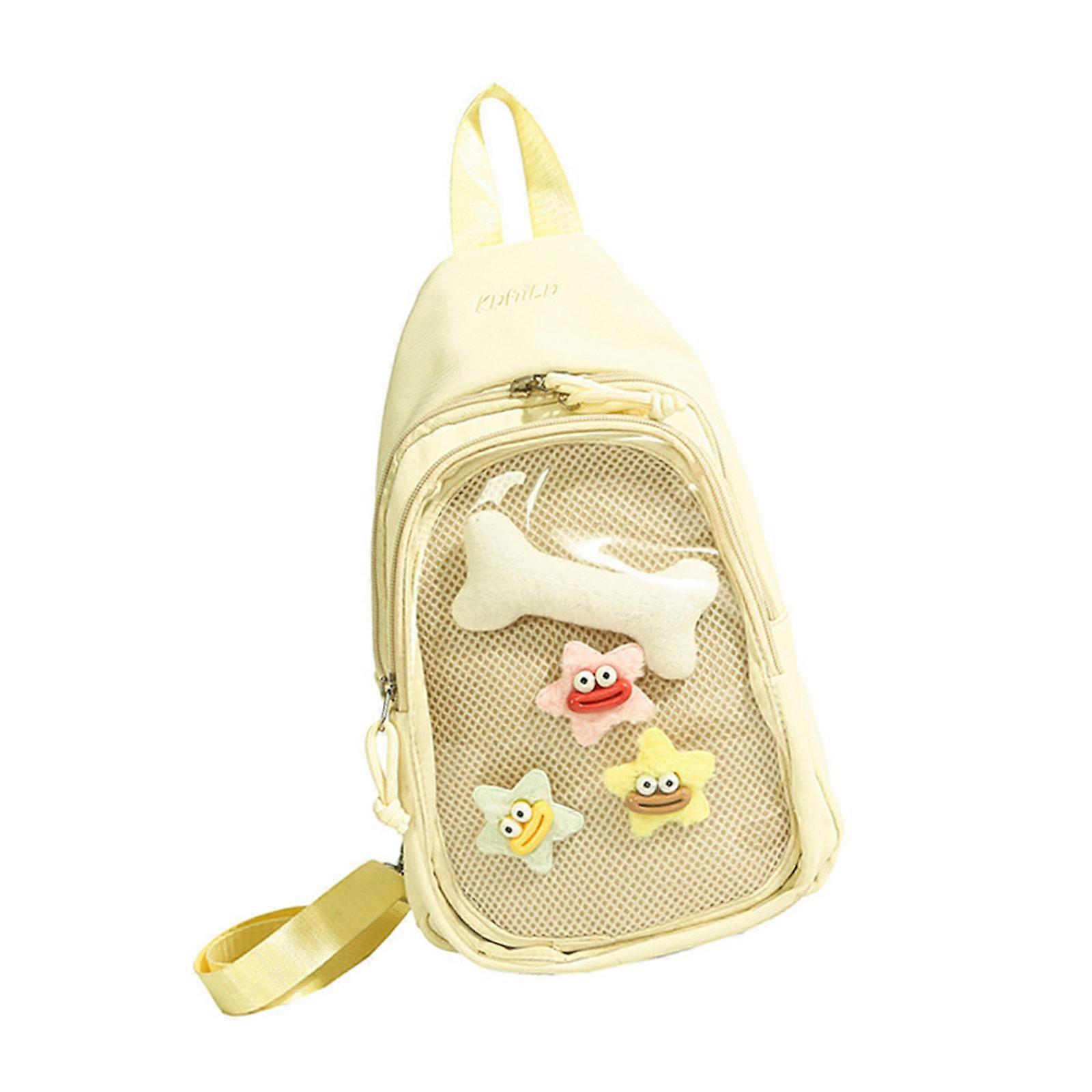 Modern Geometric Transparent Handbag with Adjustable Shoulder Strap Organizational Pockets Suitable For Work Or Travel  Yellow