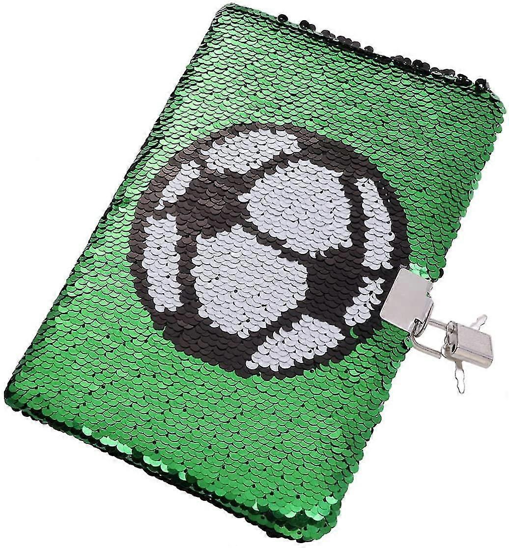 Boys' Football Diary with Lock and Key, Sequin Cover, Travel Notebook for Kids
