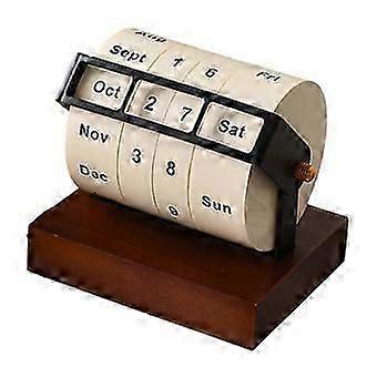 Calendar Wooden Wheel Calendar Home Office Desktop Ornaments Date Display Decorative Gift