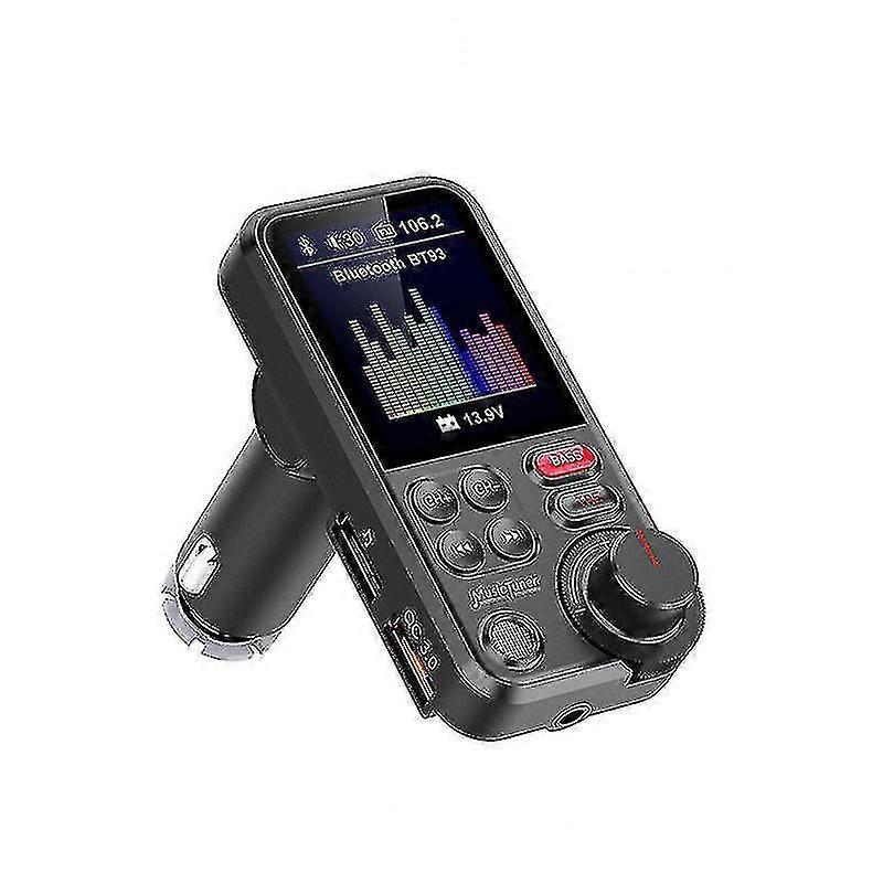 Car Bluetooth Transmitter with Microphone  Radio Adapter with Color Screen, QC3.0 Fast Charging