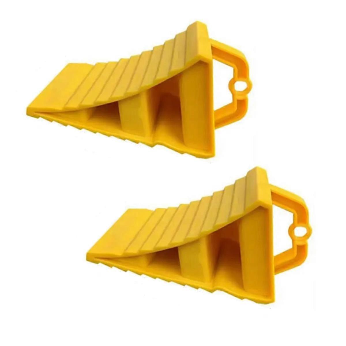 Improved 2Pack Wheel Chocks with Handles - Anti-Slip Plastic Base for Cars & Trucks