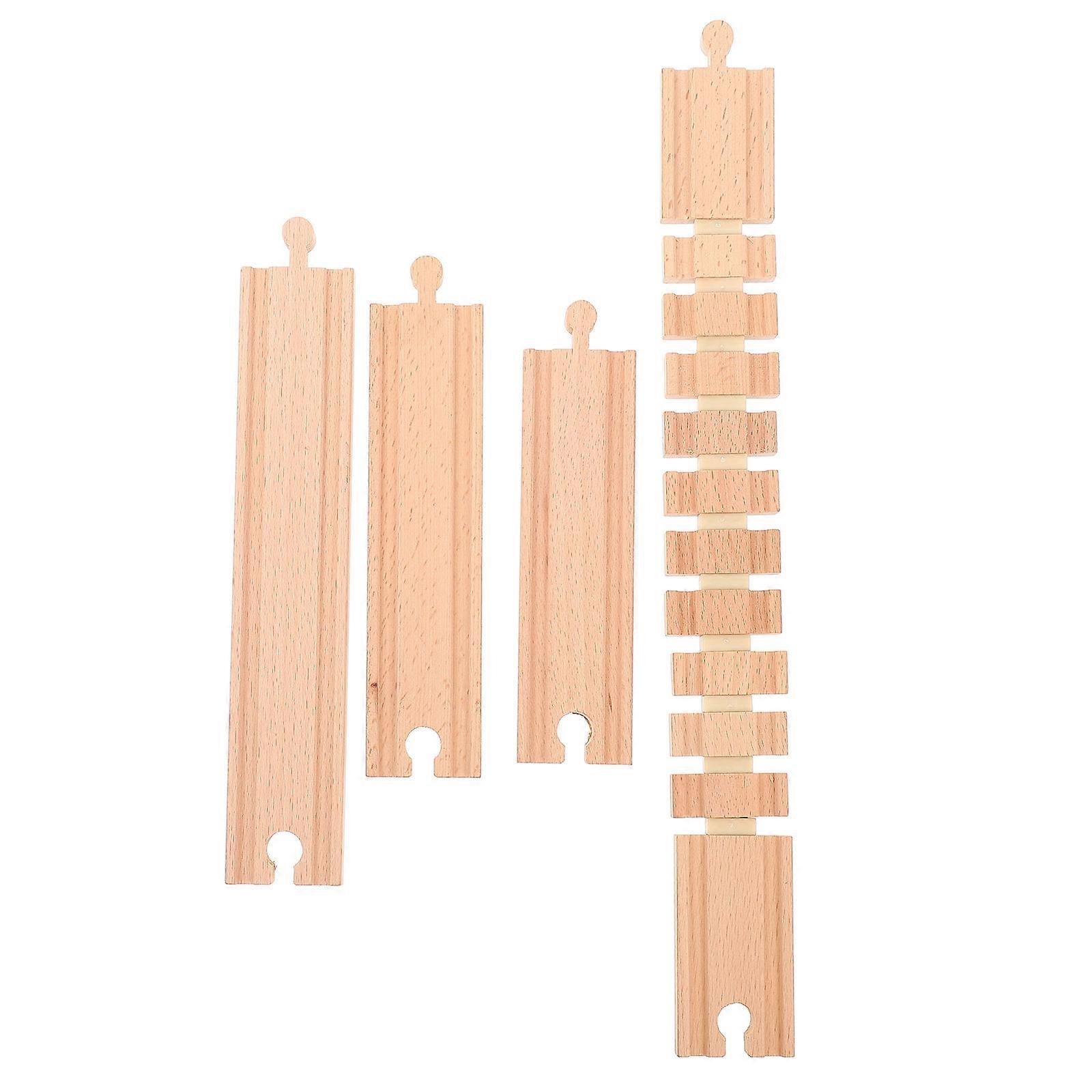 3pcs Wooden Railway Track Expansion Accessories for Train Playsets – Wooden Blocks for Family Fun, Parties, and Hand Eye Coordination Development