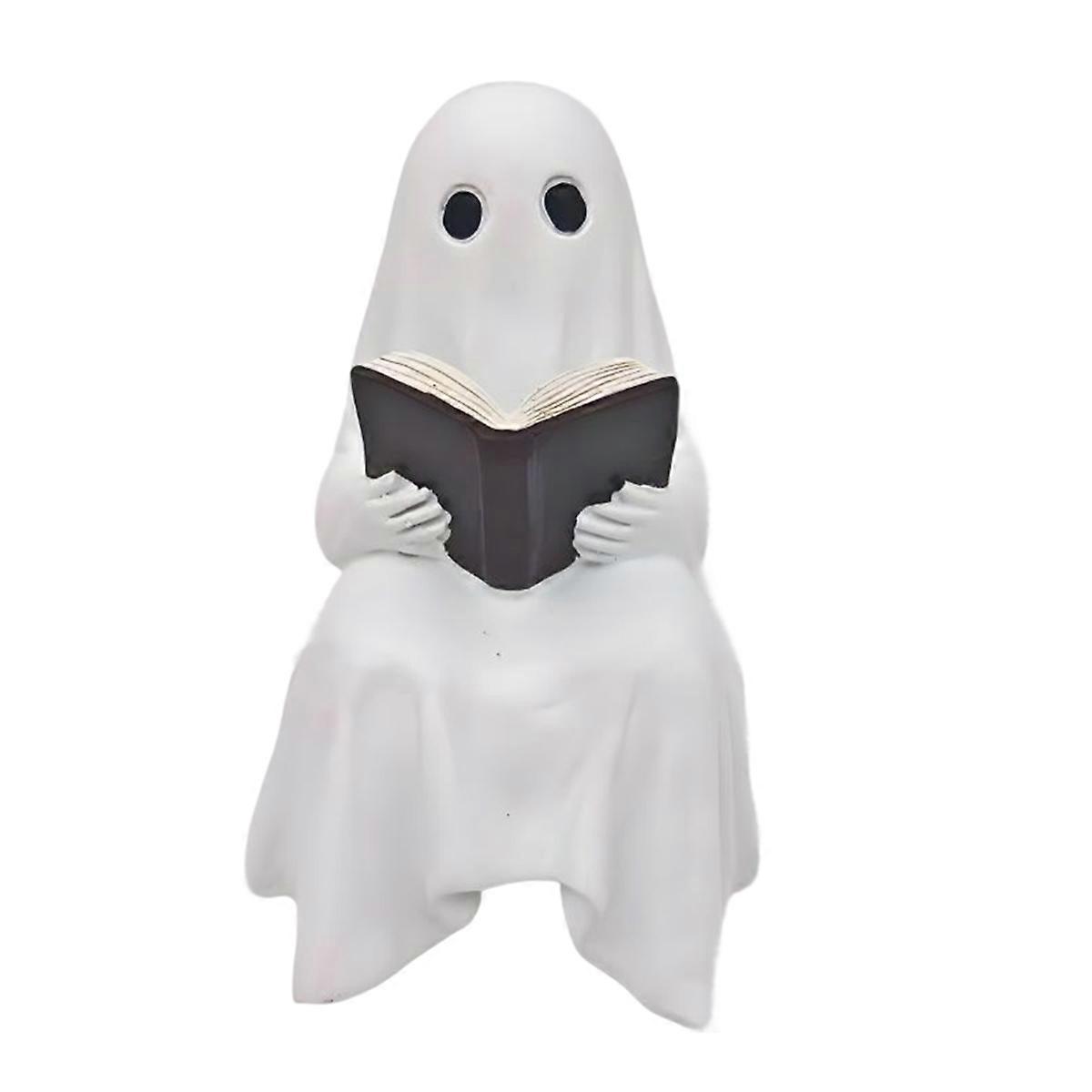 Halloween Ghost Reading Figurine -Resin Crafted Statue for Home Decor