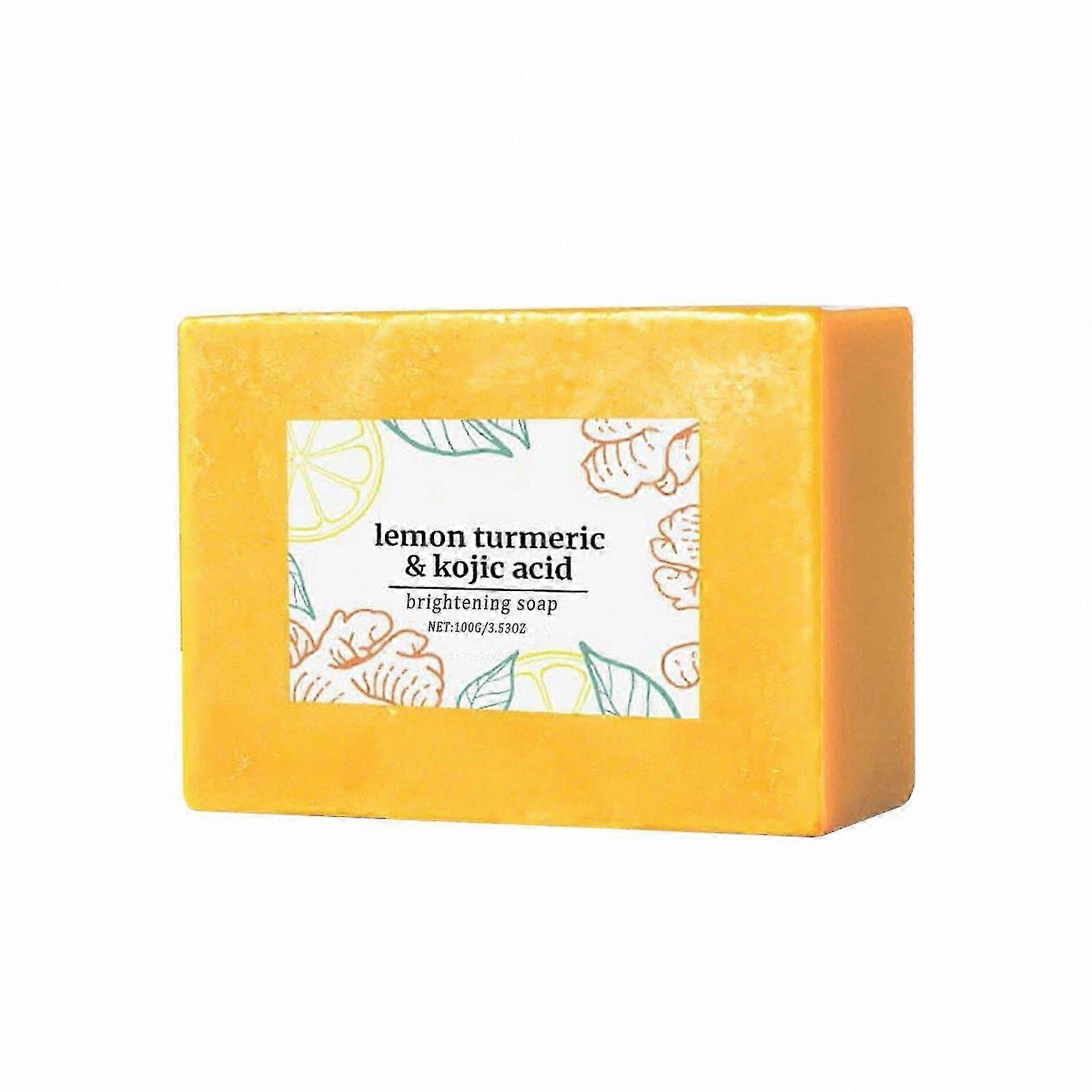 Turmeric Kojic Acid Soap Bar for Face & Body, Lemon Infused Cleansing Bar, Deep Moisturizing for All Skin Types