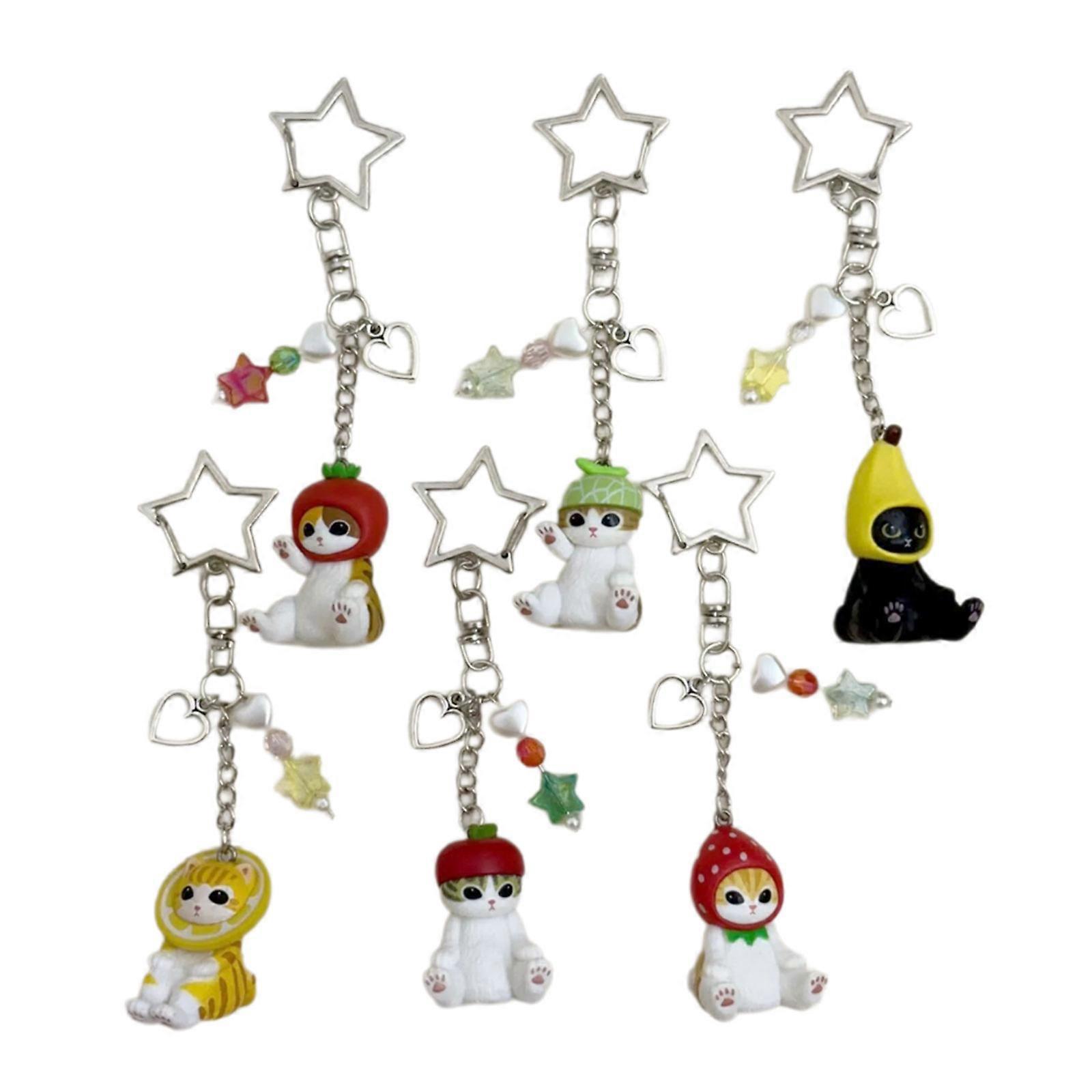 Cute Cat Bees Hamburger Design Surprise Random Box Keychain Sturdy Resin Alloy Material For Gift Collection Multicolor