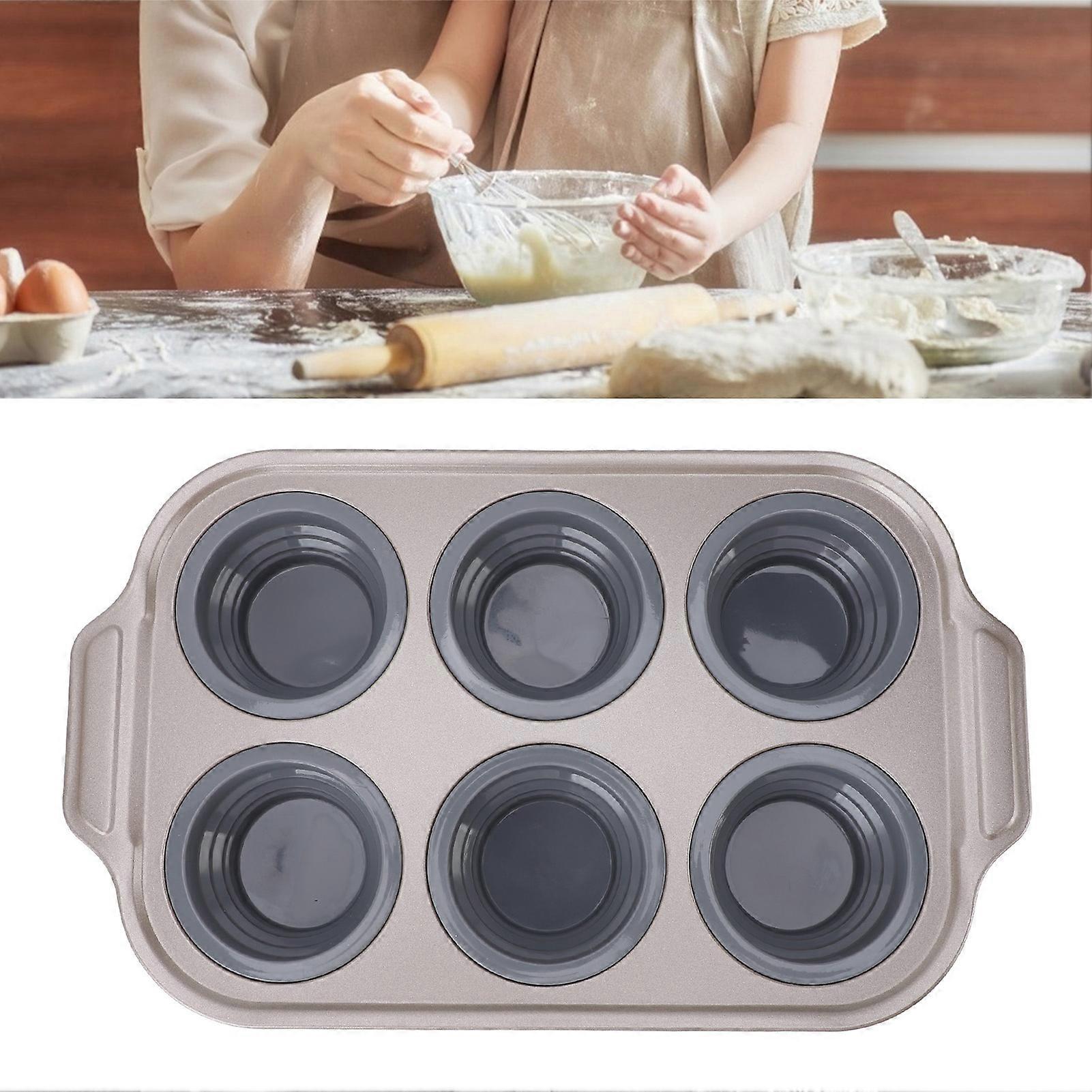 Foldable Silicone Cake Maker Tray Gray 6-Cup, 31x18.6cm