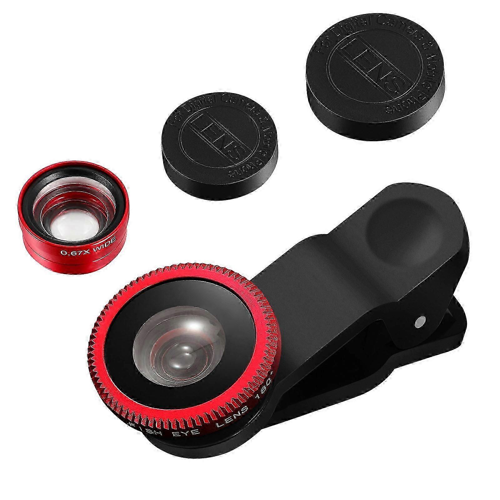Fisheye Lens For Mobile Phones Clip Design Smartphone Camera Lens Set Circular Shape Aluminum Alloy Assorted Color 1Set