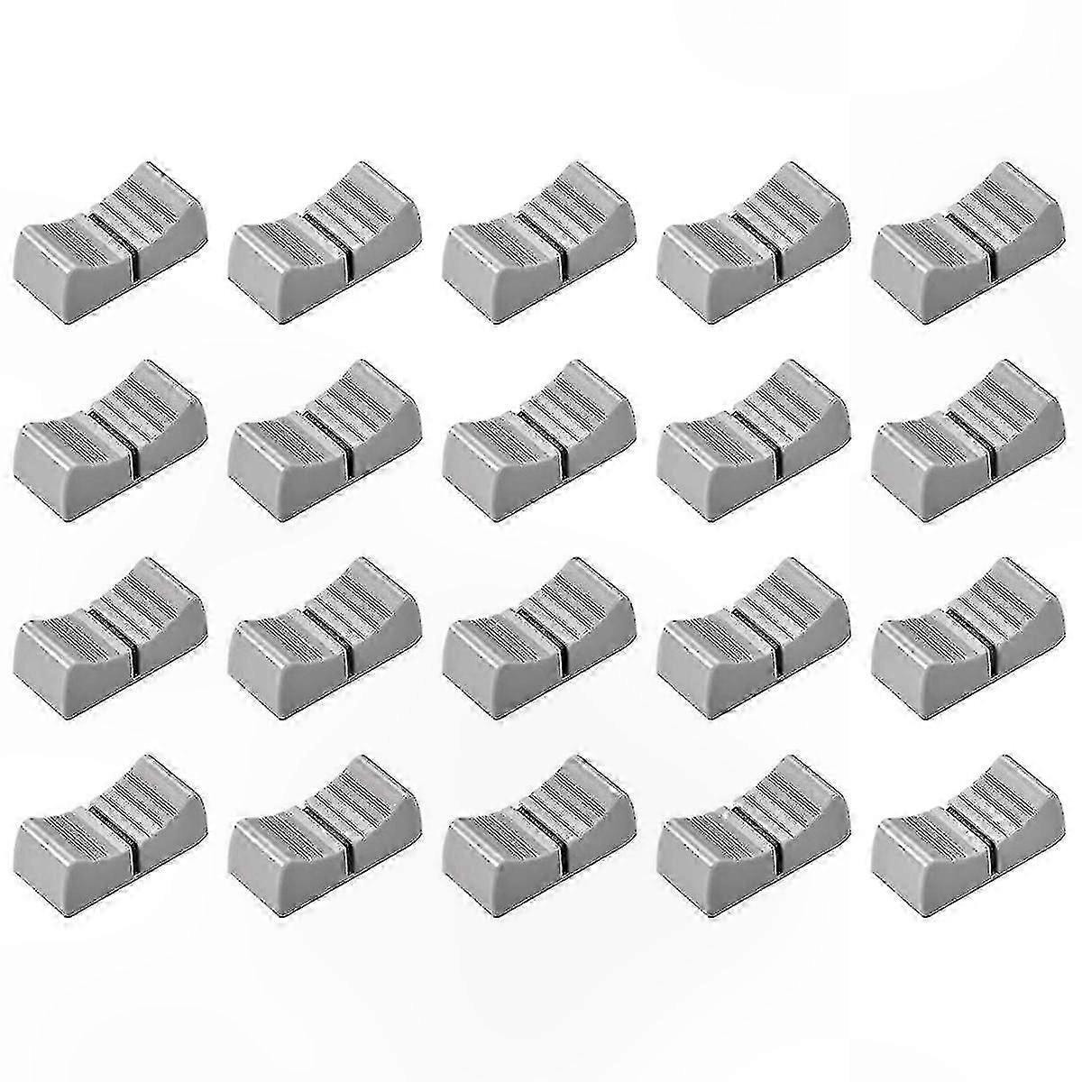 20 Pack 24mm Gray Slider Fader Knobs with Black Markers for Mixer Console Potentiometer Replacement Parts