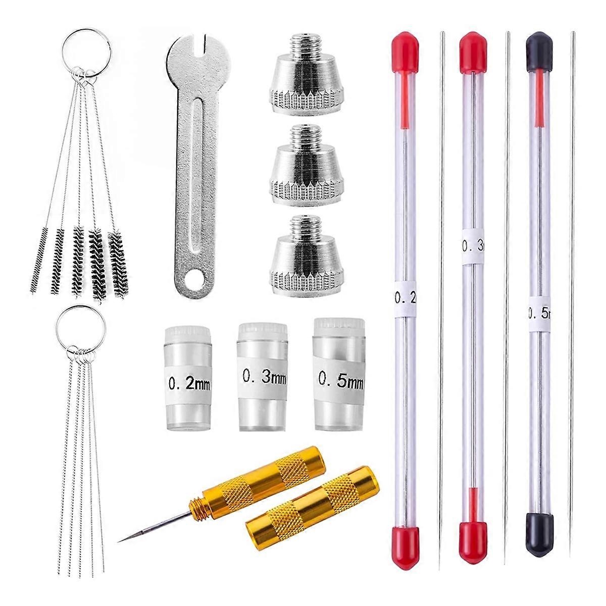 21 Pieces Airbrush Nozzle Cap Kit,0.2mm/0.3mm/0.5mm Airbrush Needle Replacement Parts for Airbrush Sprayer Accessories