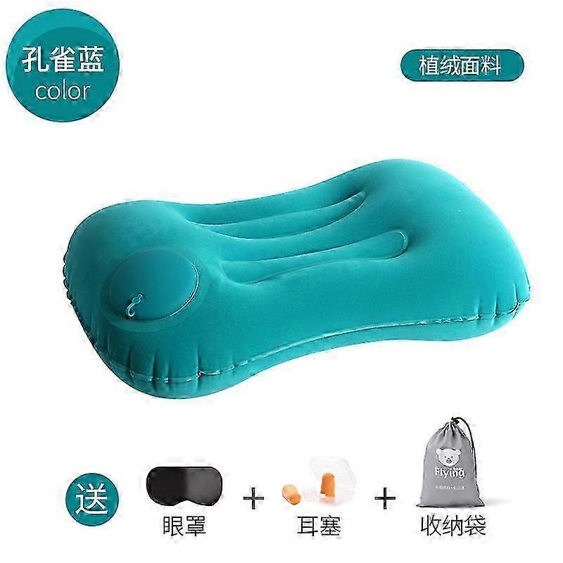 Compact inflatable travel pillow ergonomic for lumbar support