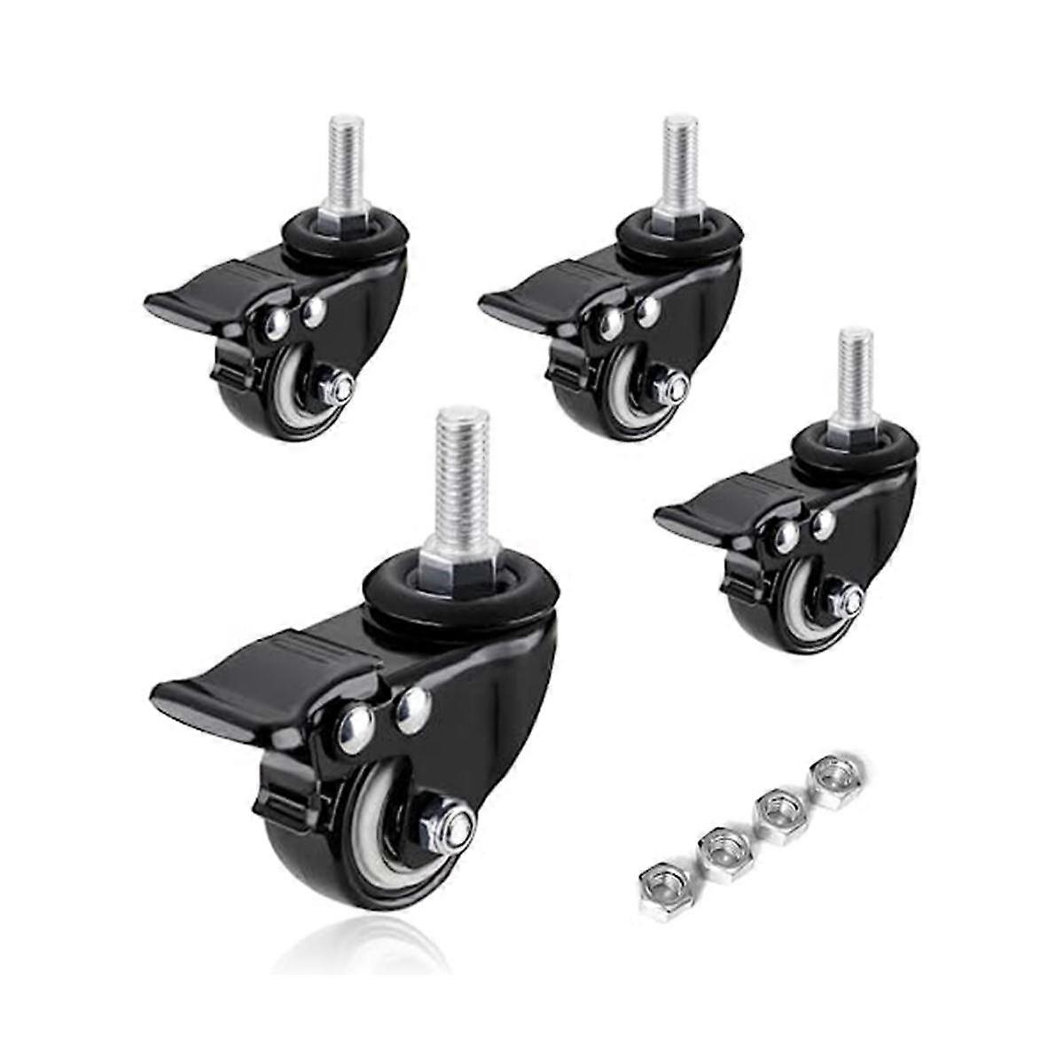 Casters Wheels, Casters Set of 4 Heavy Duty - Threaded Stem Mount (5/16in) Swivel Casters with Brak
