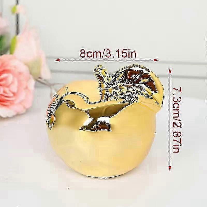 1PC Ceramic Silver Apple Figurines Home Office Desktop Decor Europe Fruit Decoration Ornaments Fruits Statue Ornaments - KM