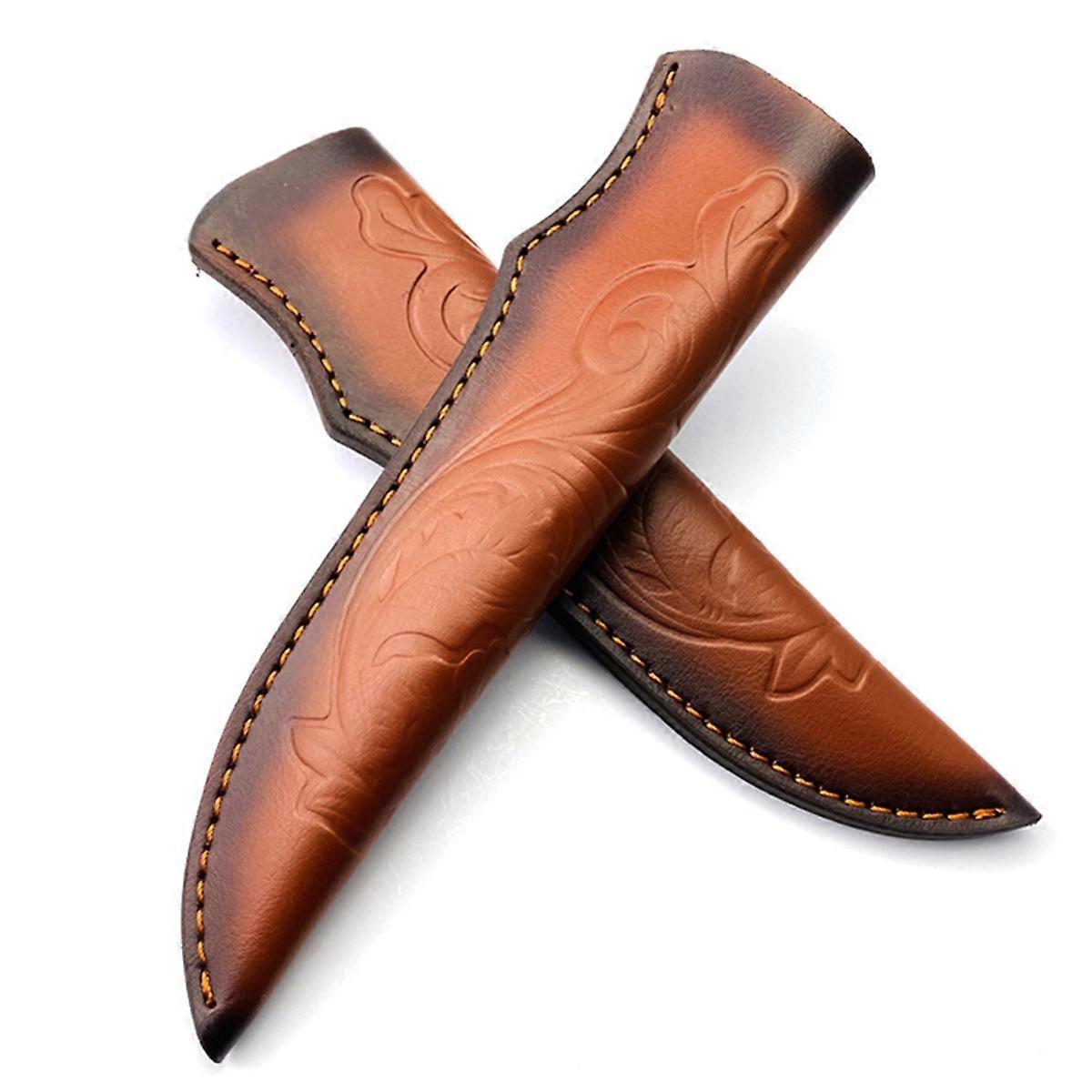 Cow Leather Straight Knife Sheath Storage Bag 2Pcs