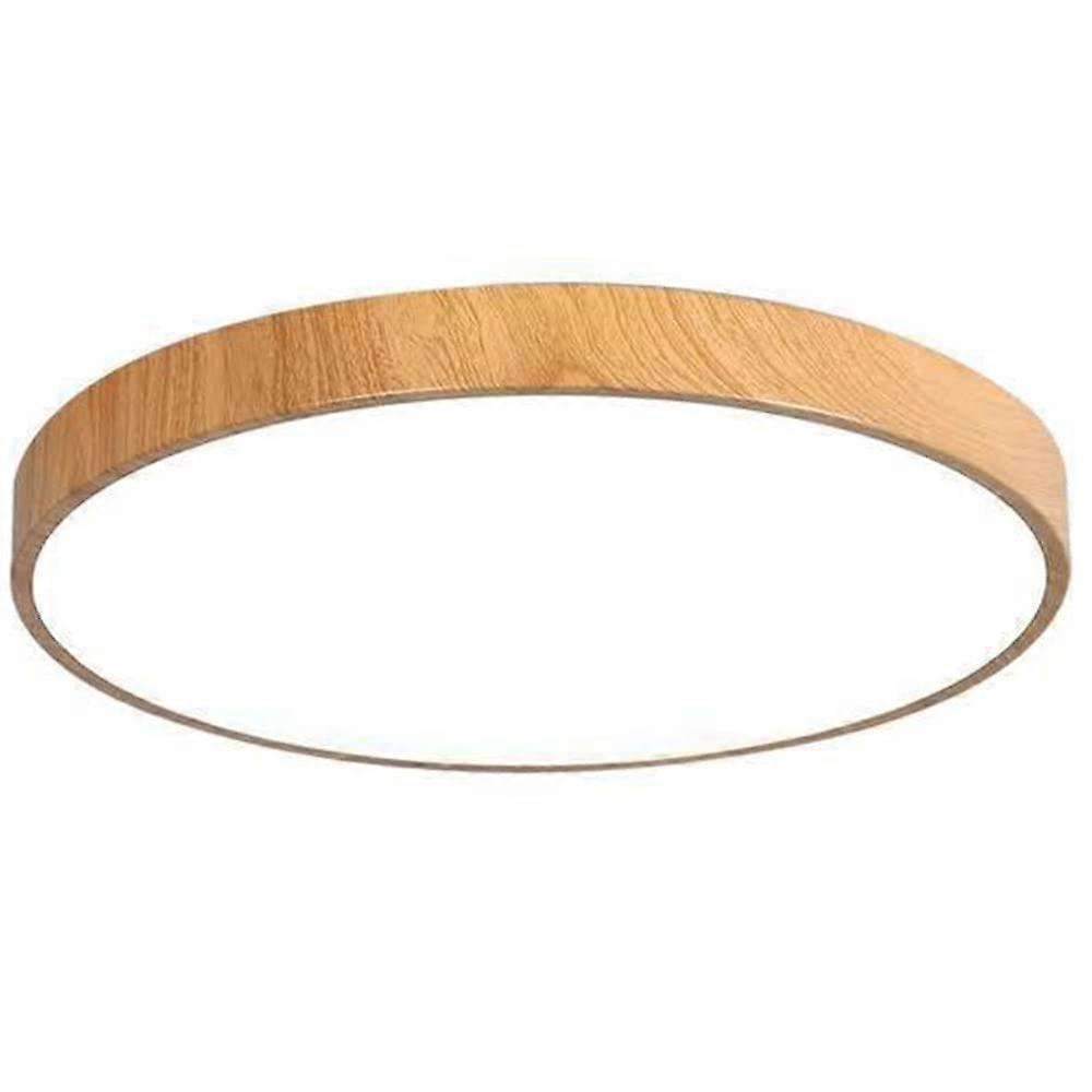 Imitation Wood Grain Ceiling Lamp Modern Round Flat LED Panel Light Ultra-Thin 1.9In Dimmable 3-Color Temperature 19.7In