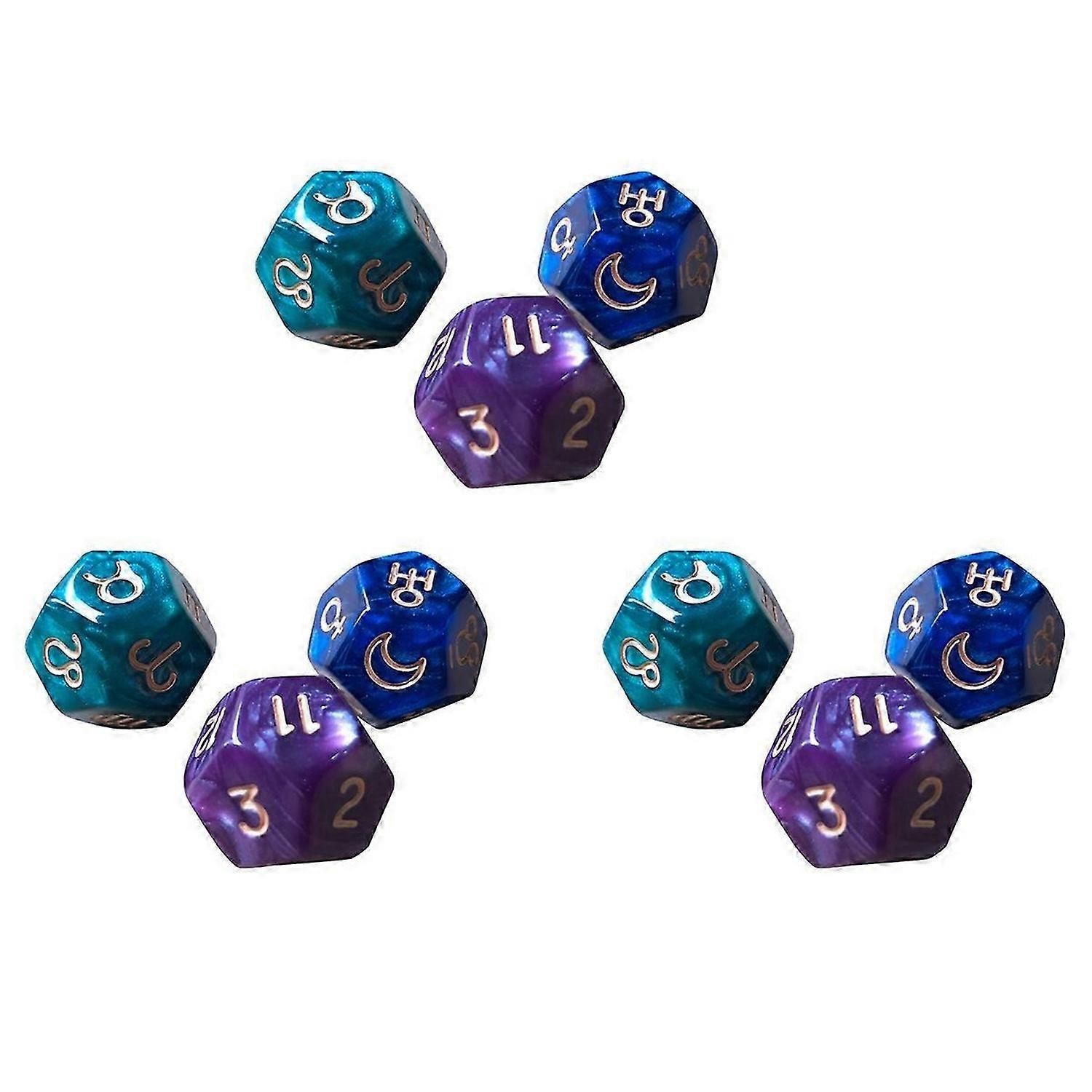3Pc 12-Sided Tarot Dice Resin Divination Cards Game for Astrologers