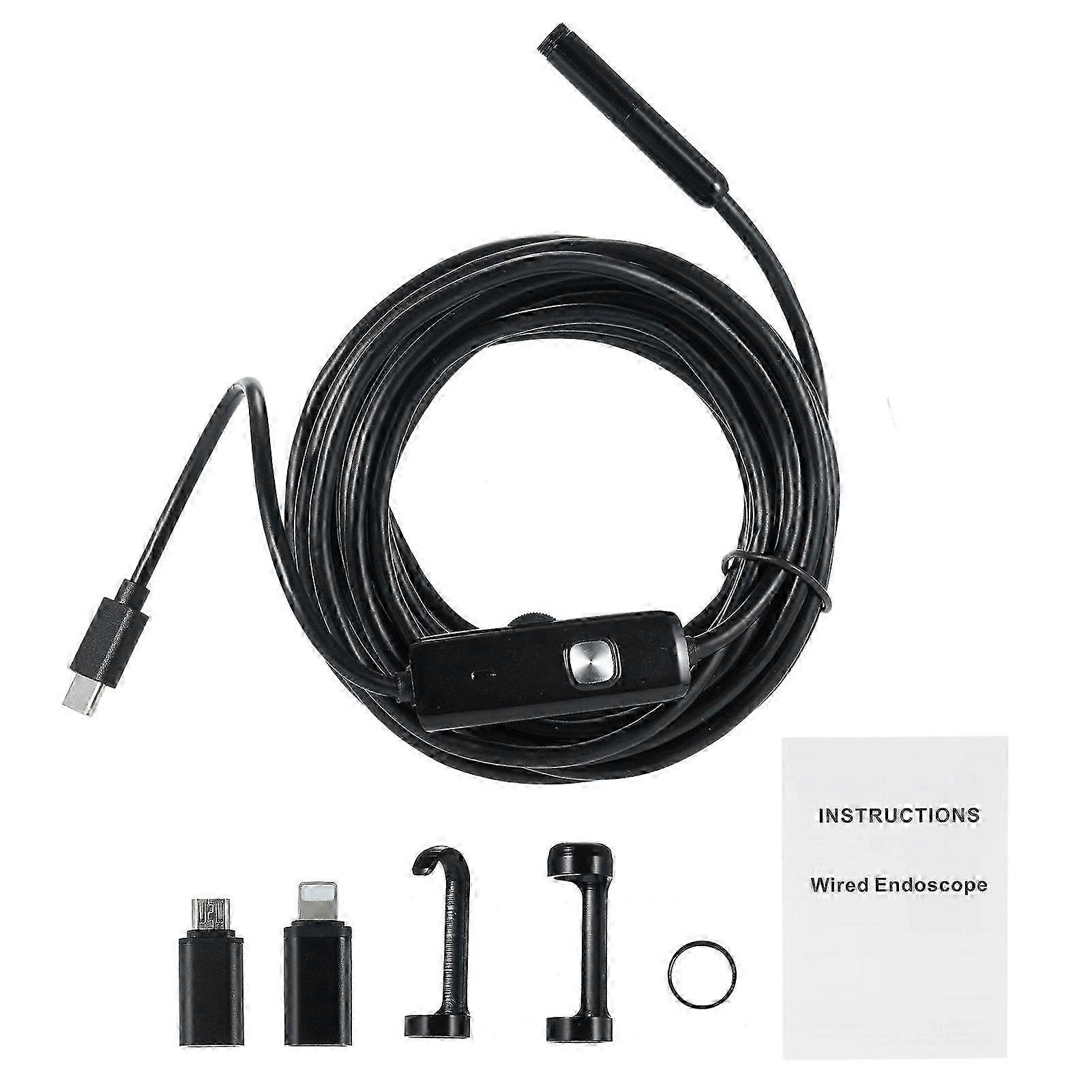 Dual Lens Borescope Endoscope Camera with Light for iOS Android 1920P IP68 Waterproof Inspection Camera 16.5FT Semi-Rigid Snake Camera 8+1 Adjustable