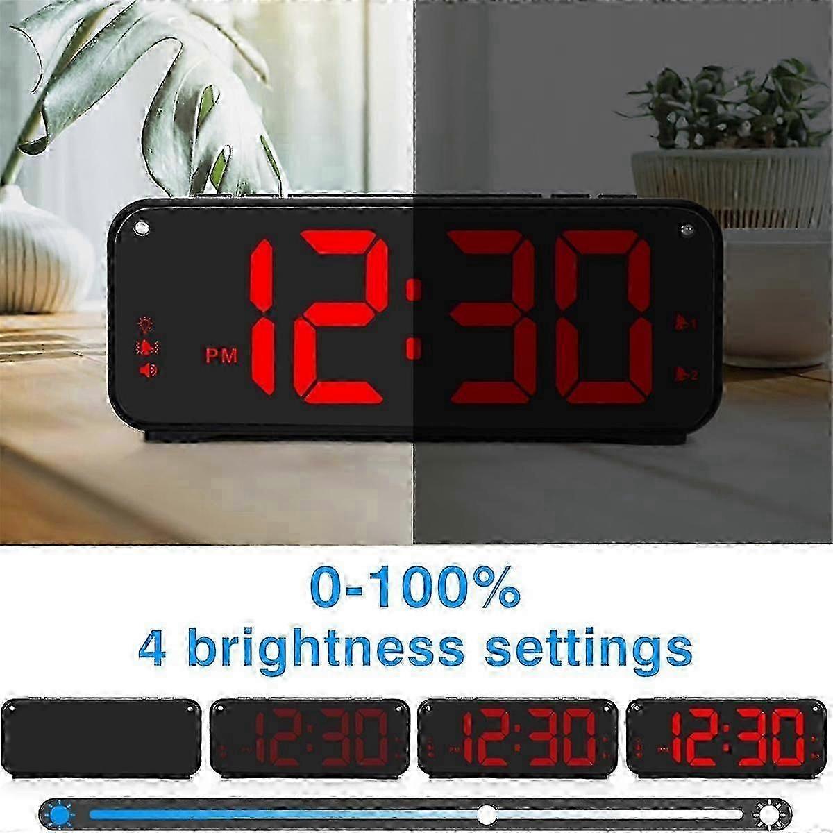 A Loud Alarm Clock for Heavy Sleepers, featuring a Dual Bed Shaker with a 6.5-Inch LED Display and Vibrator