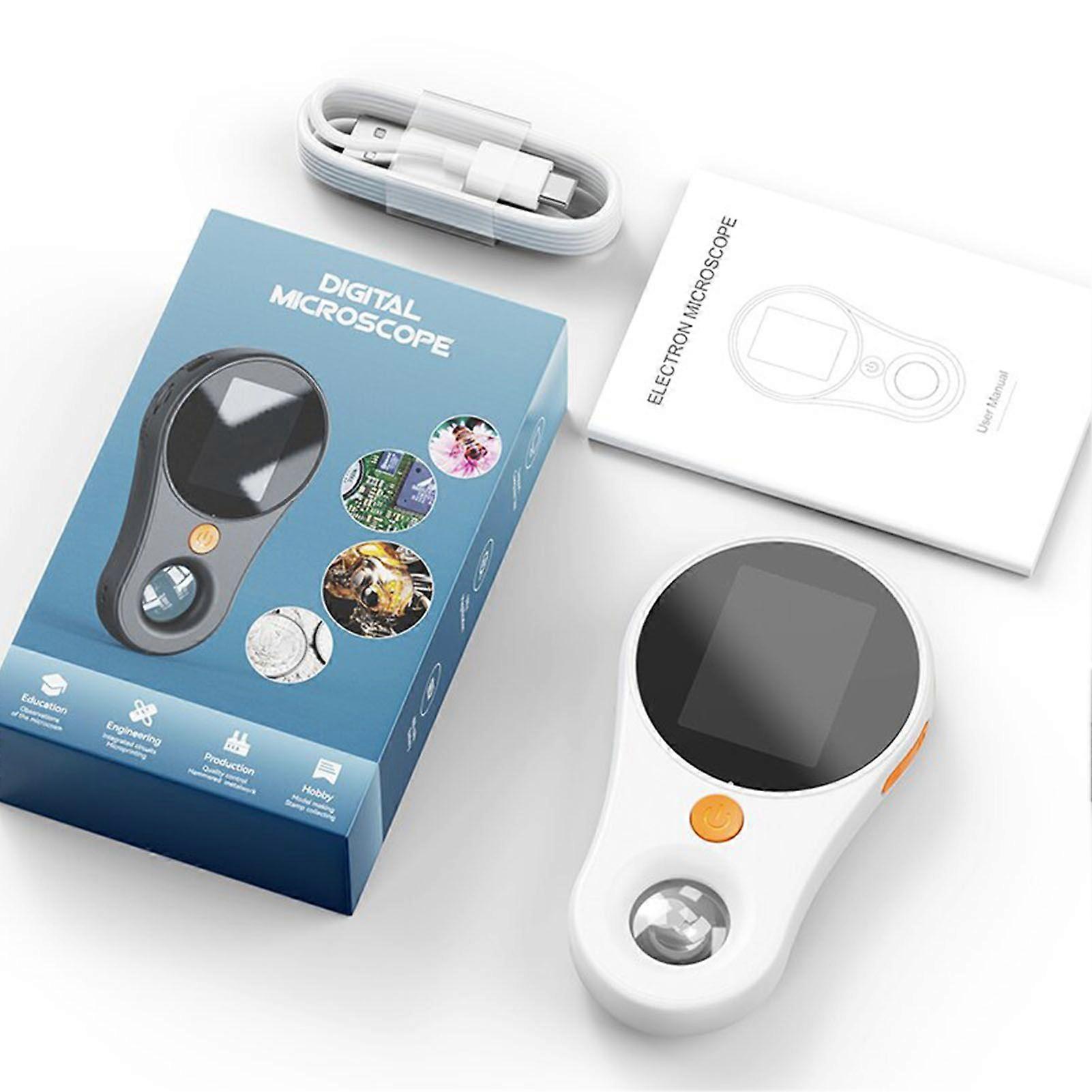Handheld Digital Microscope 500X Magnification 2MP 1920x1080P HD Photo and Video Microscope for Kids and Adults White
