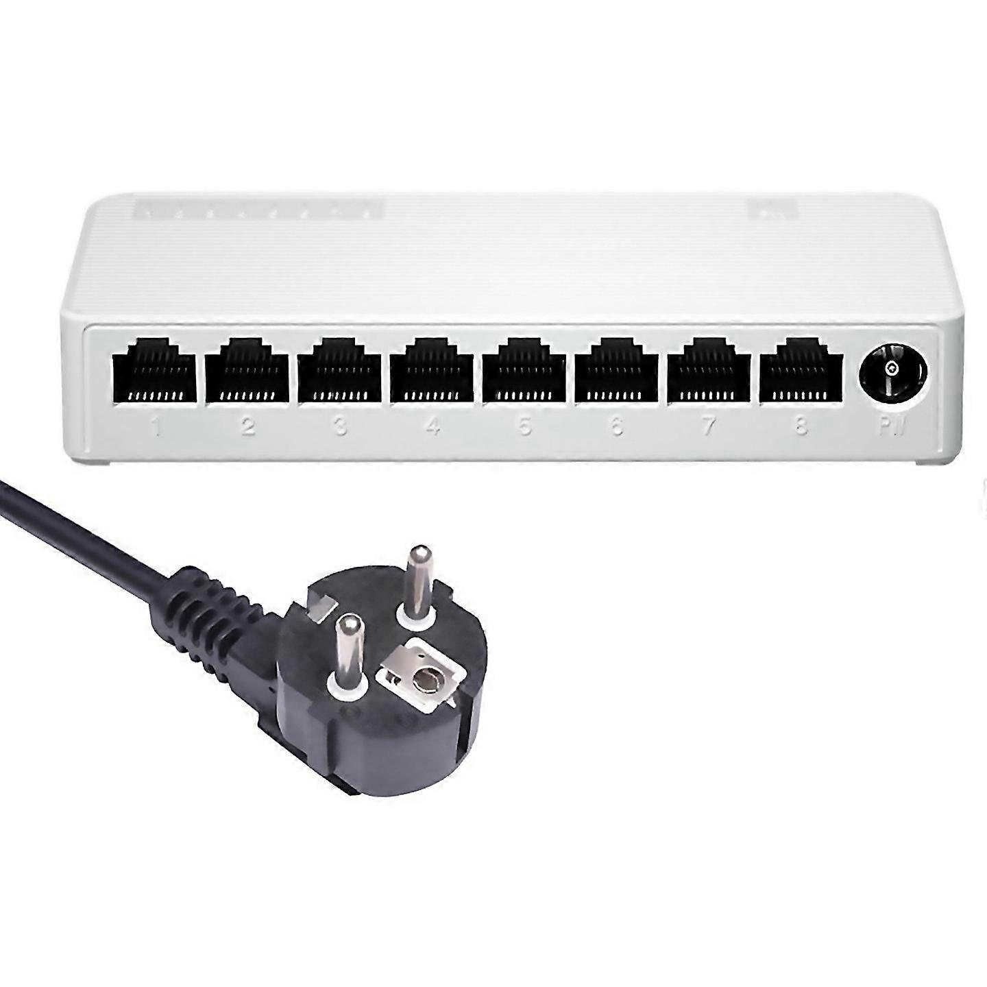 For 8 Port 100mbps Ethernet Switch Portable Ethernet Splitter Hub Eu