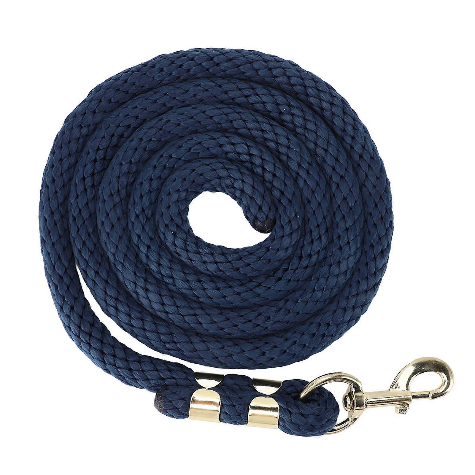 2m Horse Lunge Line Anti Breakage Rope Anti Slip Grip Horse Training Rope with Hook for Walking Handling Dark Blue