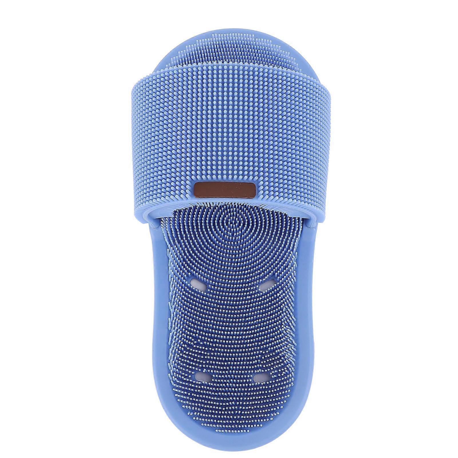 1pc Silicone Foot Scrubber Slipper with Non Slip Suction Cups 360 Degree Surround Exfoliating Soft Shower Foot Scrubber for Bath Blue