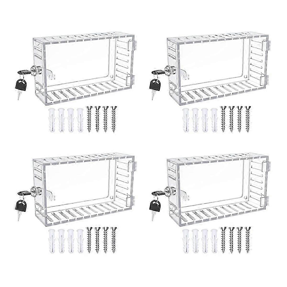4PC Thermostat Lock Box Cover with Key,Thermostat Cover with Lock for Home Thermostat on Wall,AC Lock Box Cover with Key