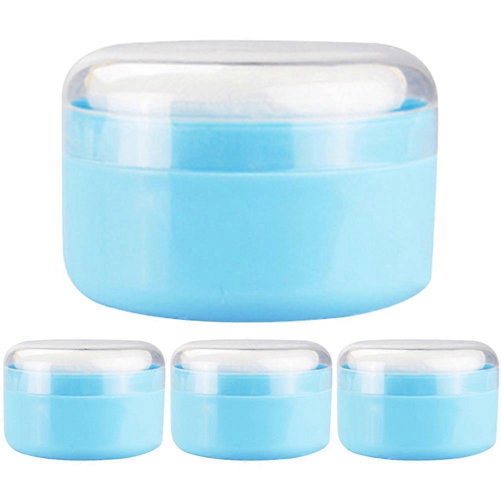 Puff Container for Home and Travel Use Blue Synthetic Sponge Plastic Storage 4Pcs