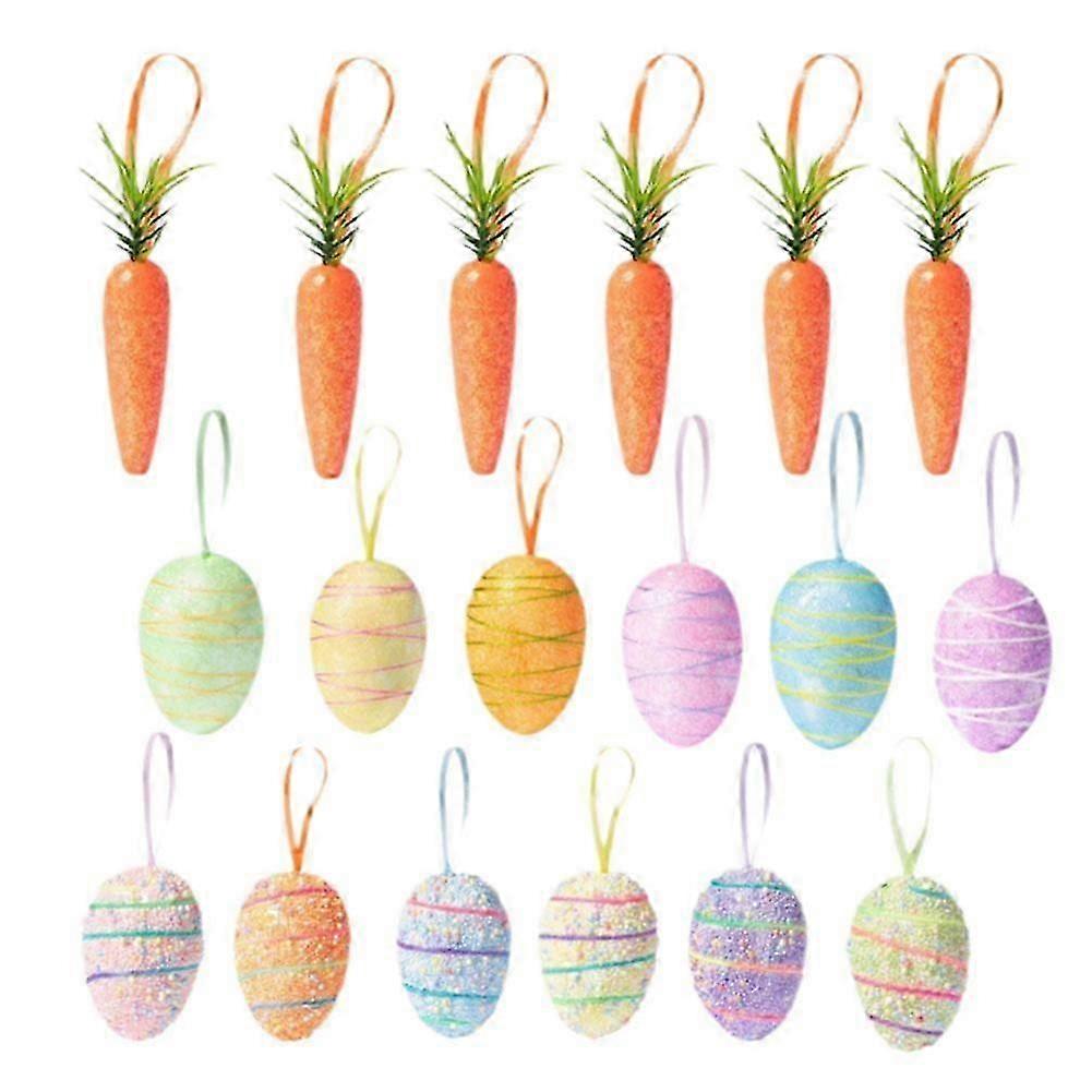 Easter Decoration Egg Tree Ornaments Hanging Carrot Ornaments Foam Glitter