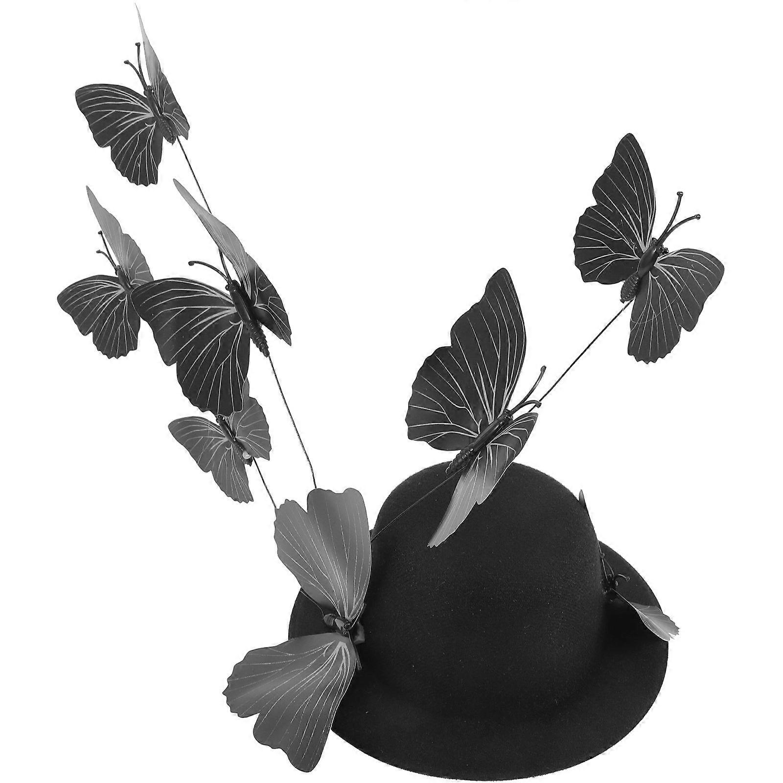Fascinator Hat Clip Butterfly Shape Hat Wedding Black Plastic Iron Decorative 1Pack