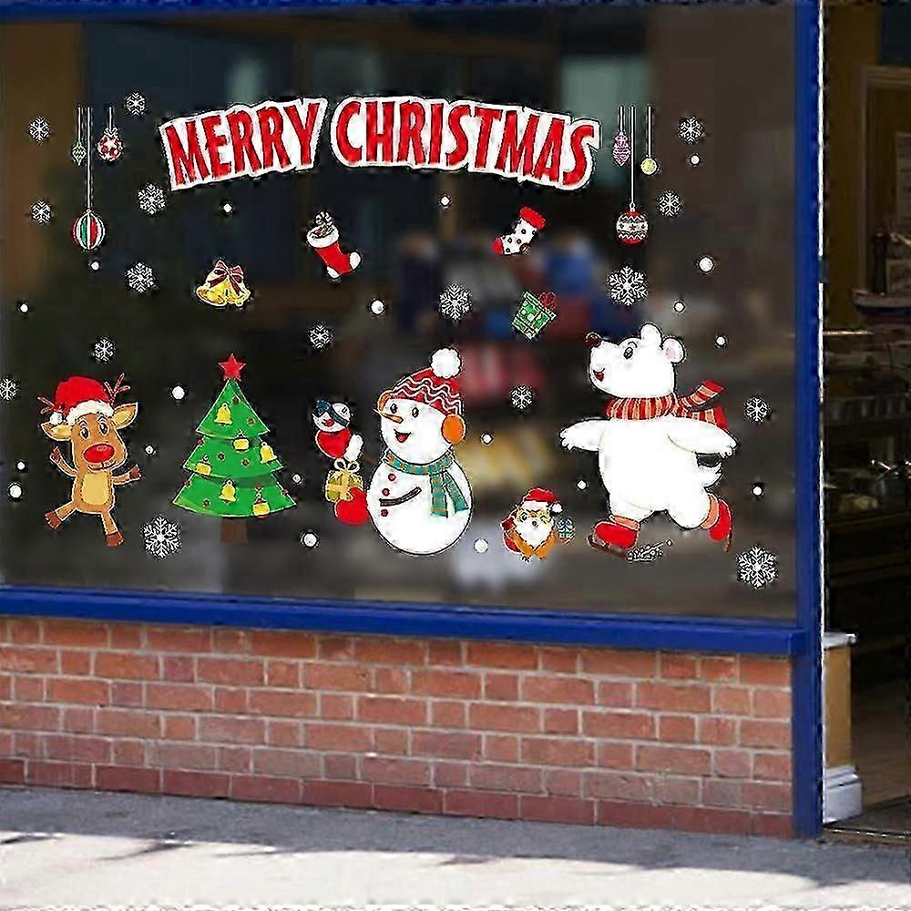 Merry Christmas Window Glass Stickers Xmas Classic Theme Wall Decals Holiday Home Shop Novelty Festive Party Decoration Supplies