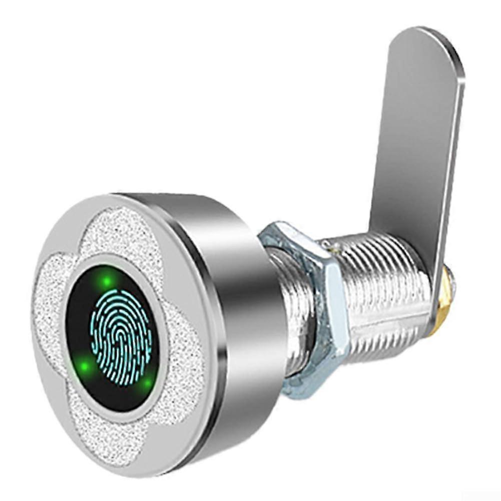 Drawer Fingerprint Lock For Cabinets Wardrobe Lockers BuiltIn Rechargeable Battery 360 Deg Biometric Access 30mm Silver