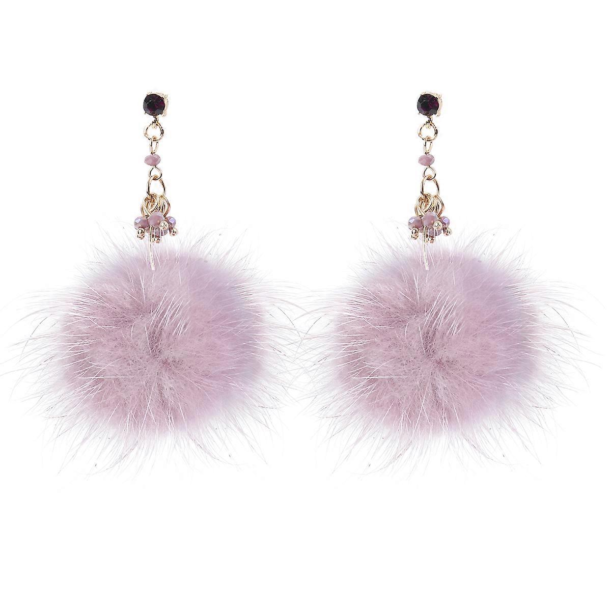 Maoqiu Earrings Stylish Plush Long Eardrops for Ear 1Pair