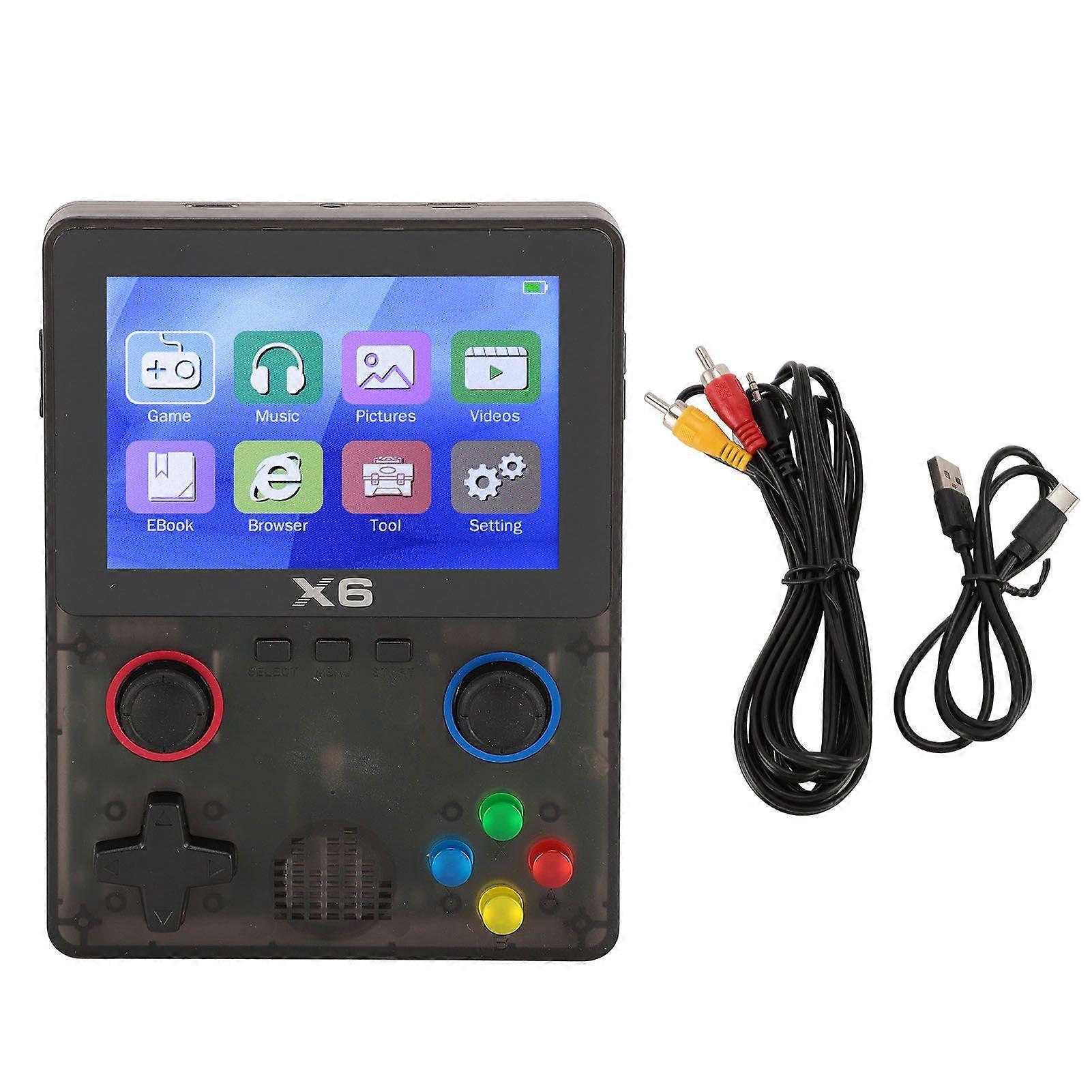 Handheld Game Console with 32G Memory Card Retro Gaming Console Supported 11 Emulators 3.5 Inch IPS Screen 2000mAh Battery Transparent Black