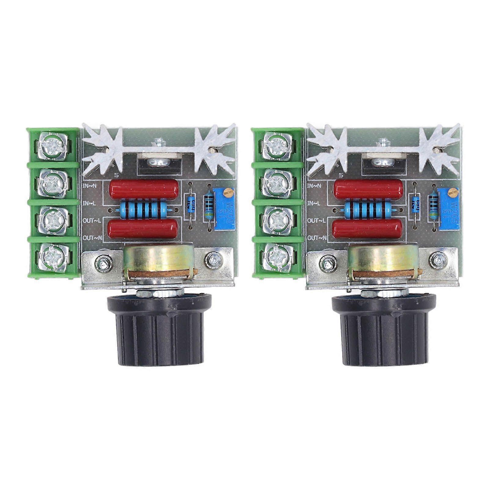 2PCS 2000W 220V AC SCR Voltage Regulator Adjustable Motor Speed Control Module Knob Potentiometer