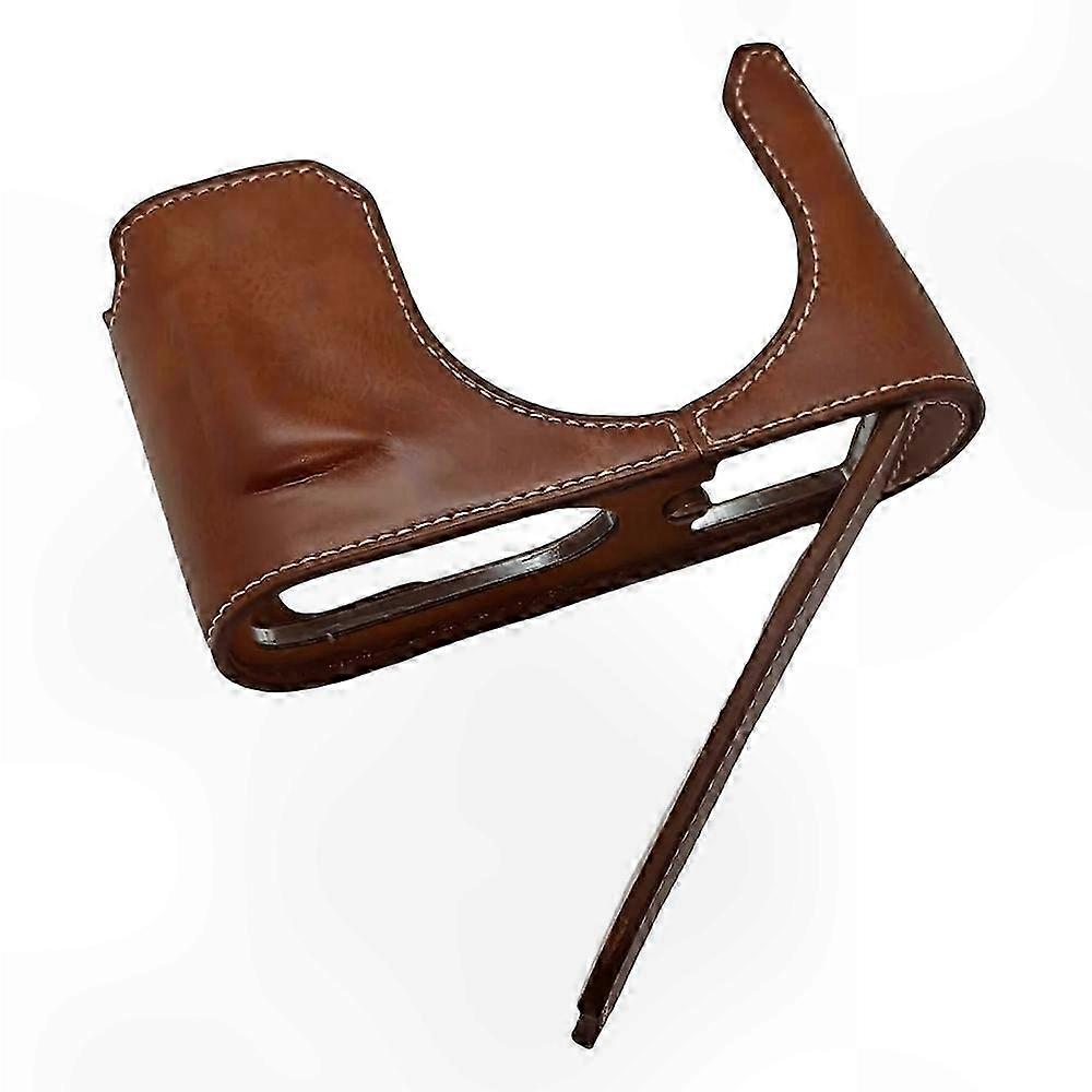 Compact Camera with Leather Base and Battery Swap Feature - Brown Finish