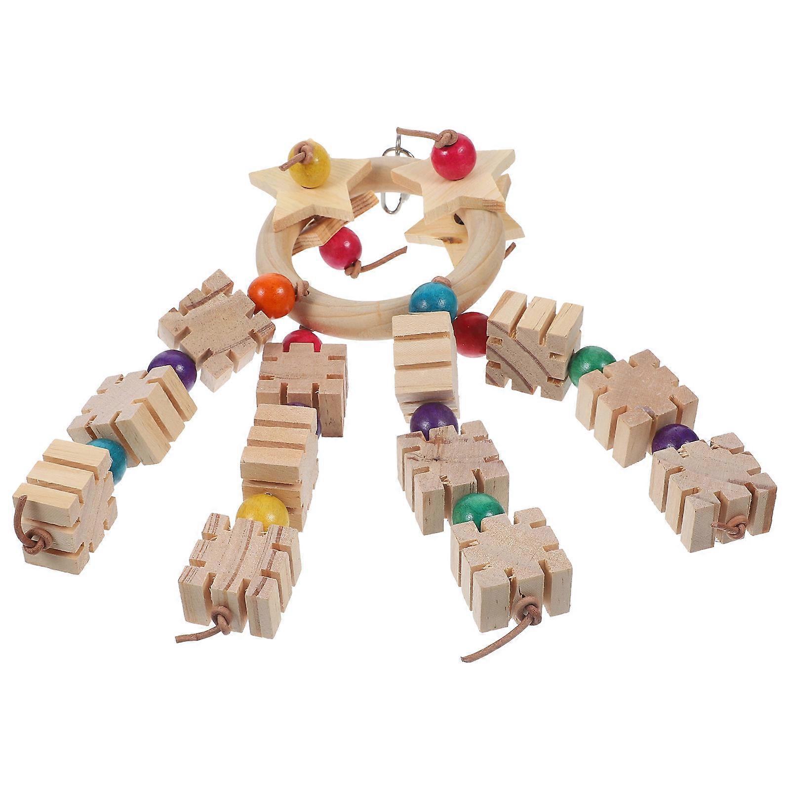 Bird Toy 3Pcs Hanging Ornament For Indoor Parrots Chewing Entertainment Assorted Color Design