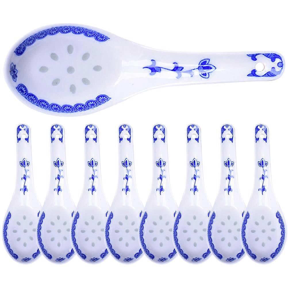 16 Pcs Retro Look Household Food Spoon Perfect For Eating Dessert And Drinking Porridge Daily Life Use Blue Multi-Function Kitchenware