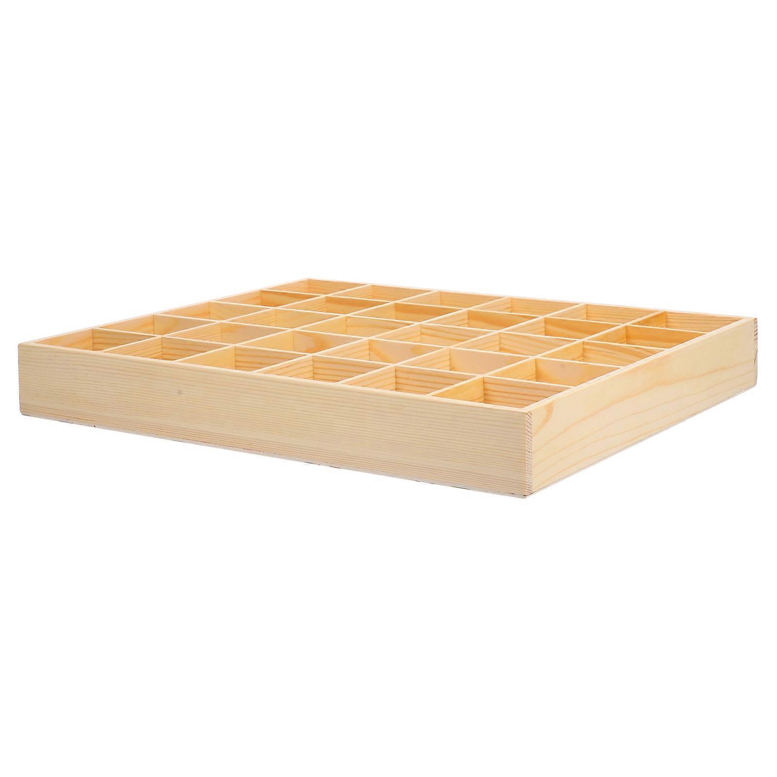 Jewelry Organizer 2Pcs Stackable Wooden Tray For Home Use Featuring 30 Compartments In Light Yellow Color For Efficient Organization