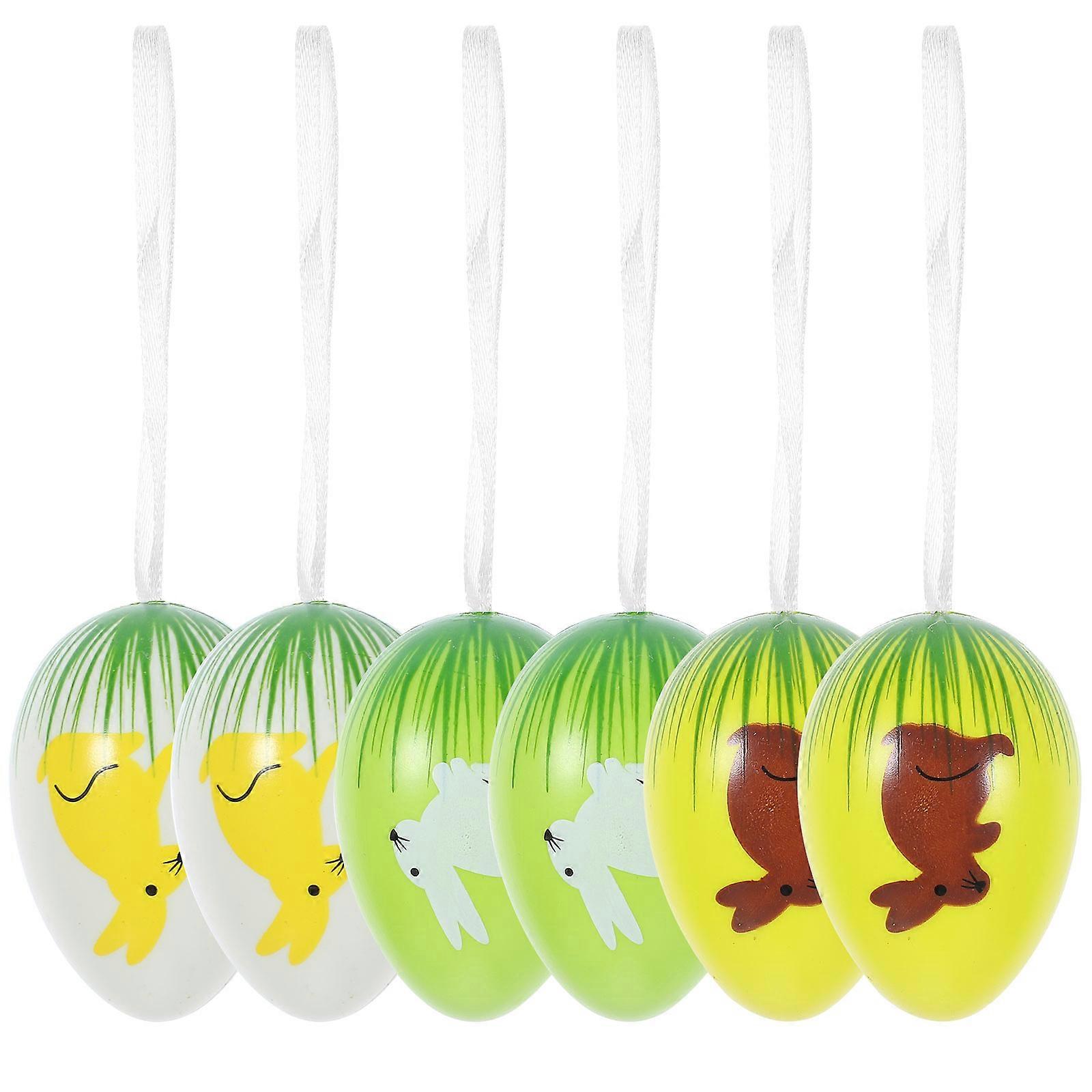 18Pcs Easter Tree Hanging Ornaments Oval Plastic Egg Pendants For Easter Celebrations General Public Decorative