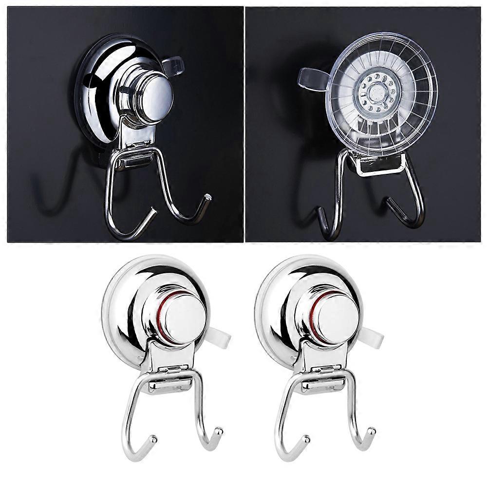 Double Hooks for Holding Use 4Pcs Seamless Strong Silver Suction Hooks