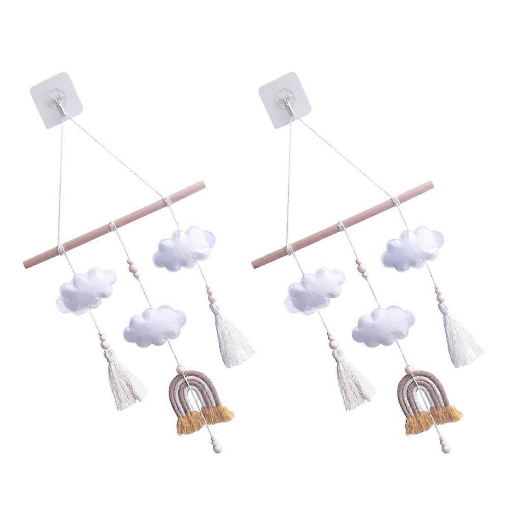 White Tassel Cloud Pendant Hanging Decor for Indoor Use 2Pcs Set