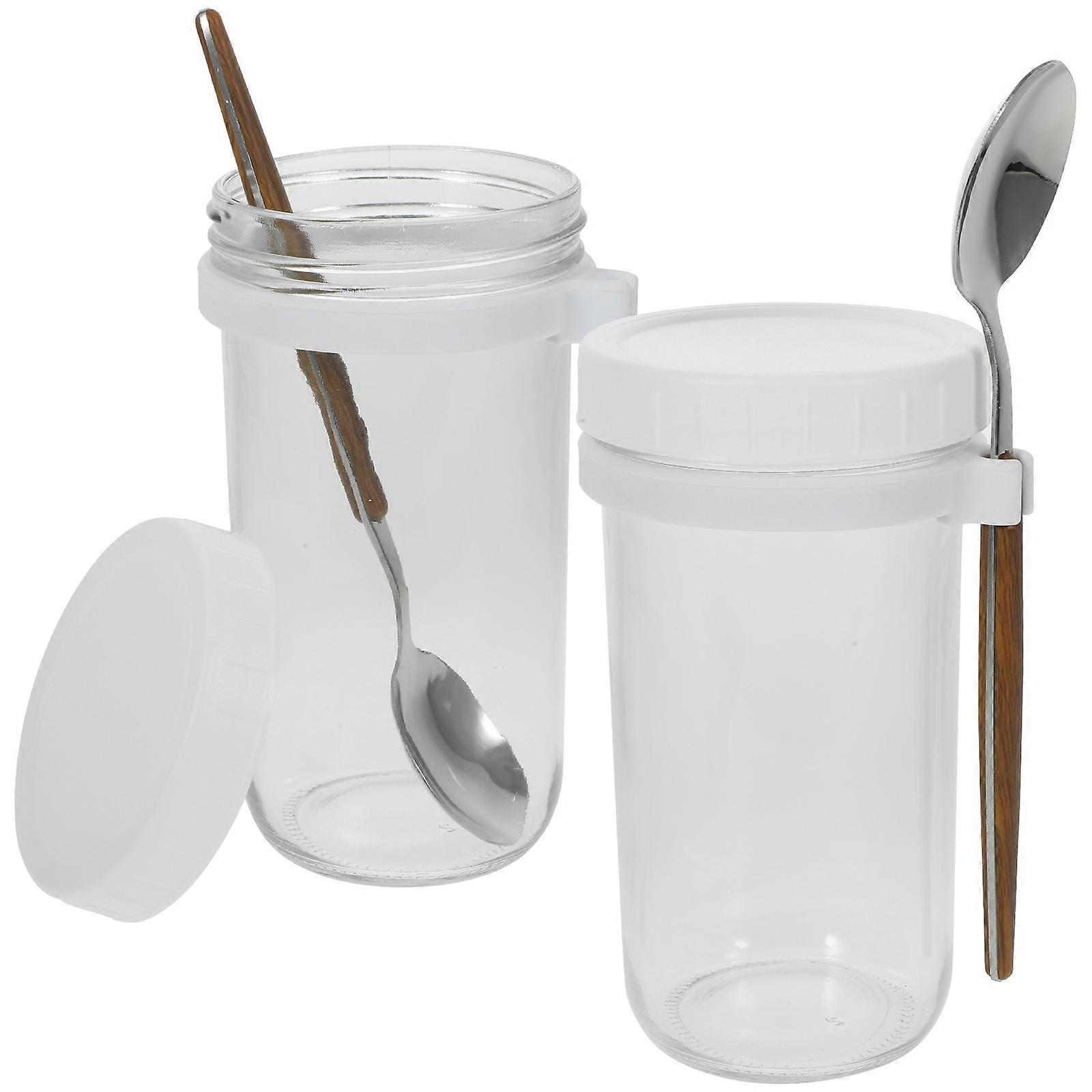 Oats Container Set Of 4Pcs Wide Mouth Food Storage Jar For Breakfast Suitable For Students And Office Workers Compact Design White Color