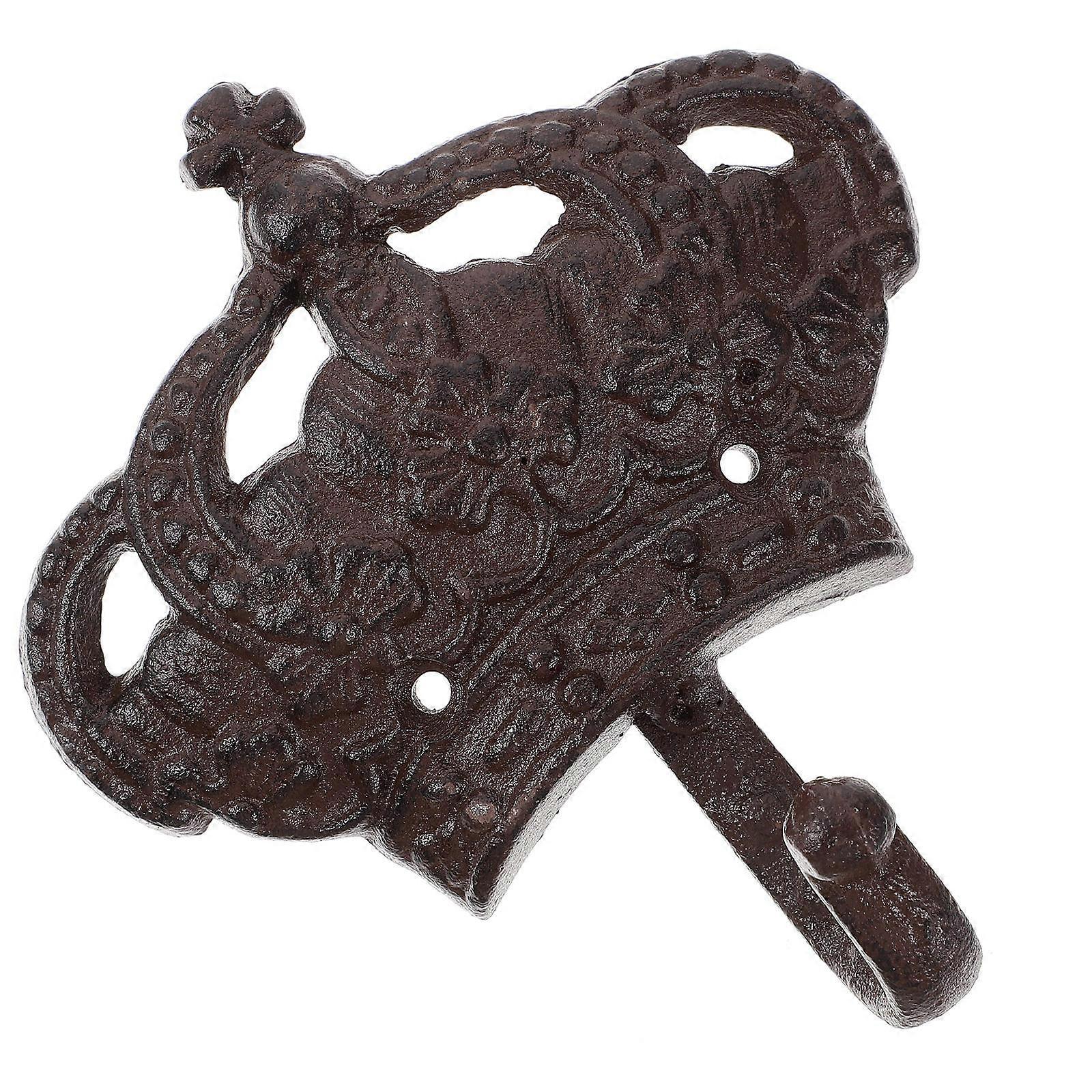 4Pcs Rustic Crown Shaped Wall Hanger for Hanging Brown Iron Hooks