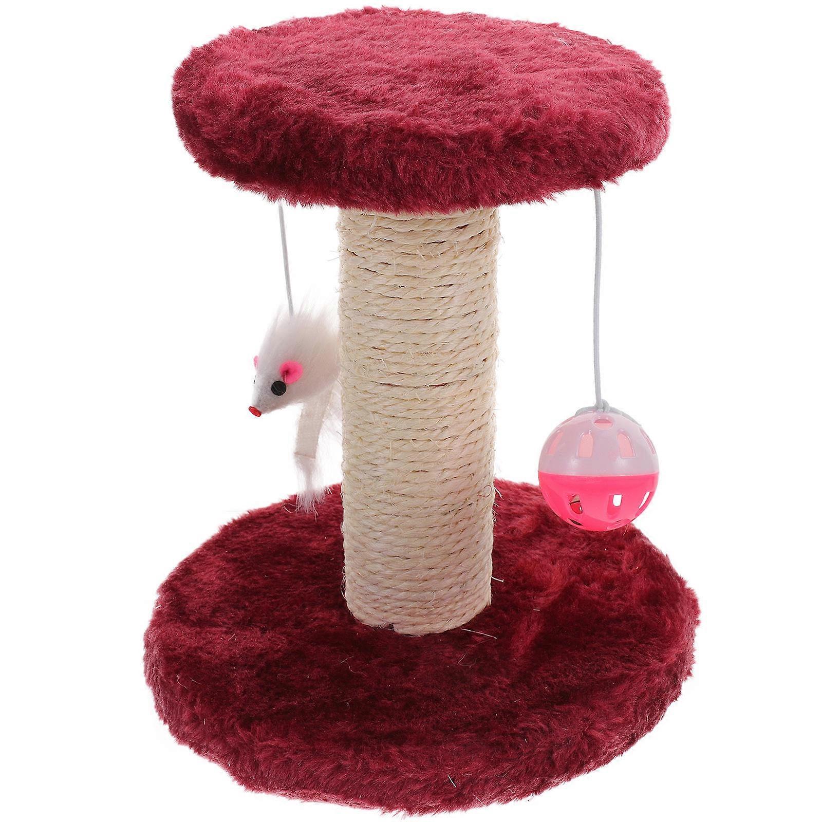 Cat Scratching Post 2Pcs Sisal Scratcher Pole For Indoor Cat Kitten Home Use Dark Red Sturdy Base Furniture Protection