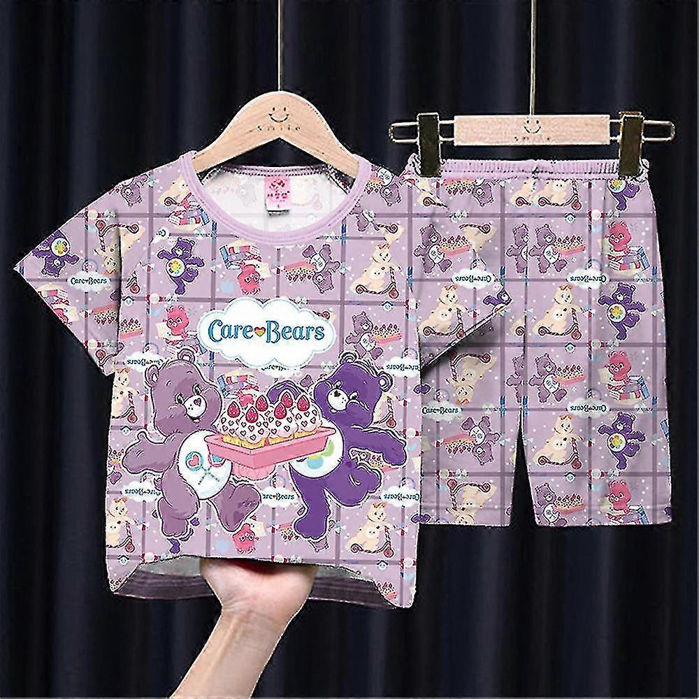 4-12 år flickor pyjamas med tecknad karaktär kortärmad topp shorts sovkläder nattkläder loungewear 2025