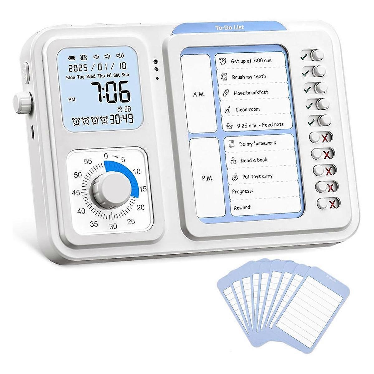 Wizualny timer i narzędzie dla dorosłych z ADHD, timer zadań z tablicą z tabelą obowiązków, wizualny harmonogram dla dzieci z autyzmem