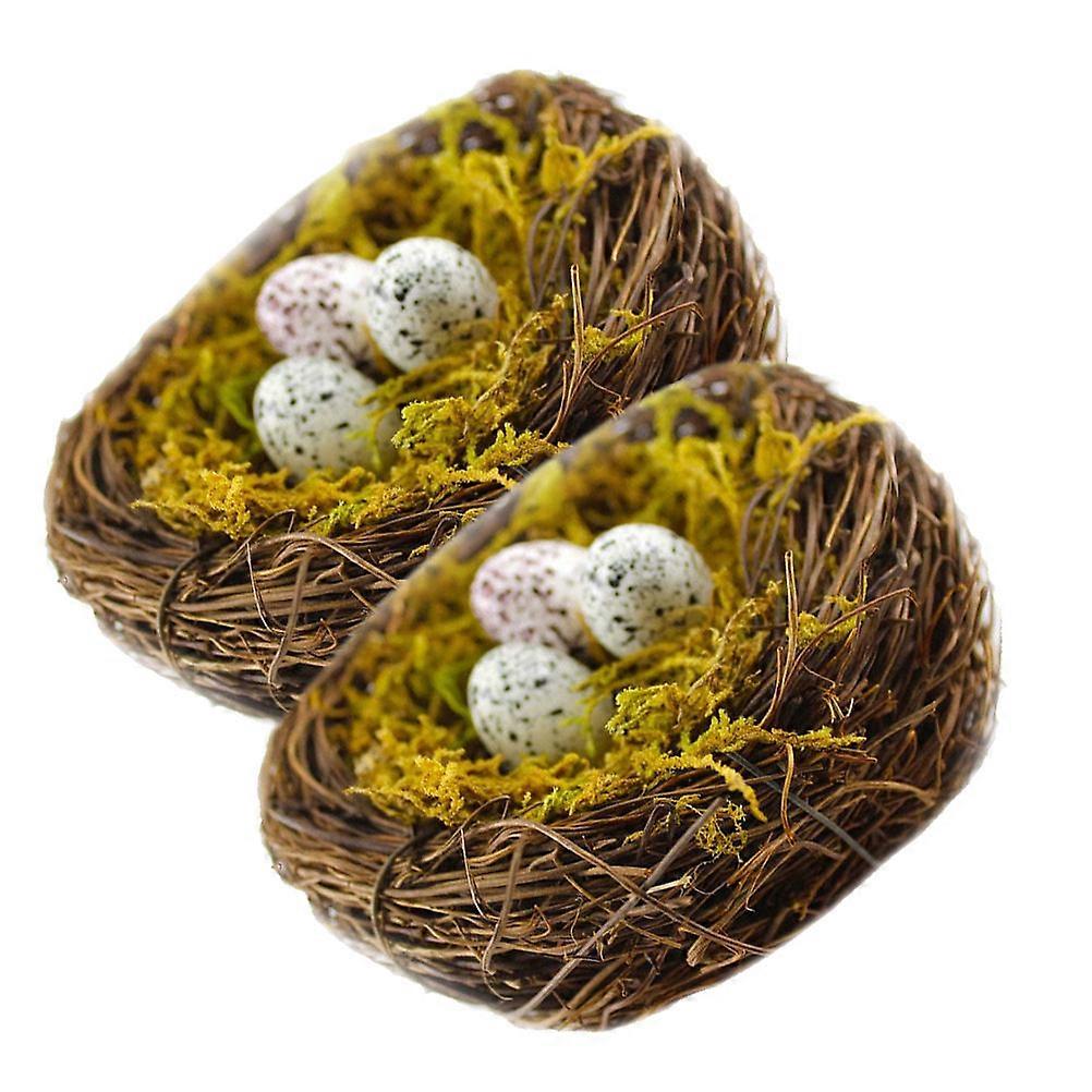 Fake Bird Nest Decoration for Easter Party 10Sets with Artificial Eggs